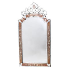 French Venetian Style Crested Eglomisée Mirror circa 1890