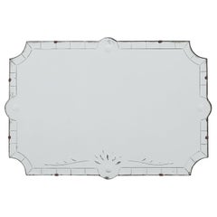 French Venetian Style Frameless Mirror with Engraved Floral Motif, circa 1920