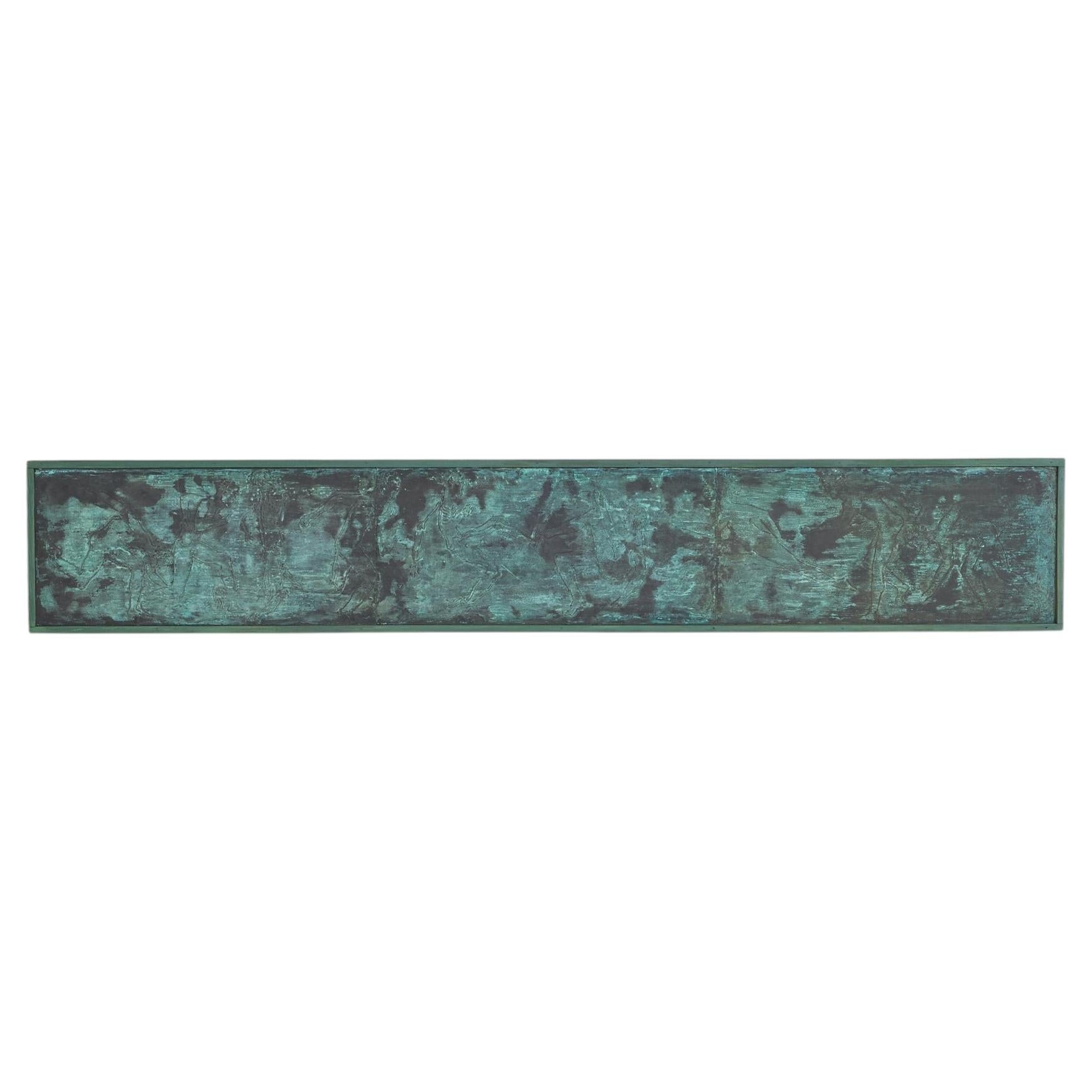 French Verdigris Bas-Relief Panel, 1970s