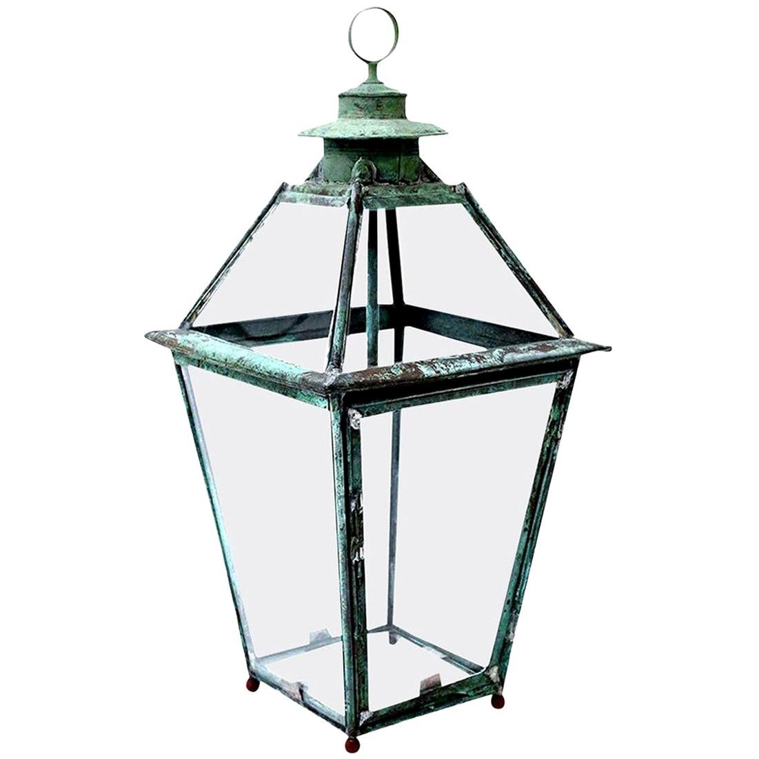 Green Verdigris Copper and Brass French Lantern 15