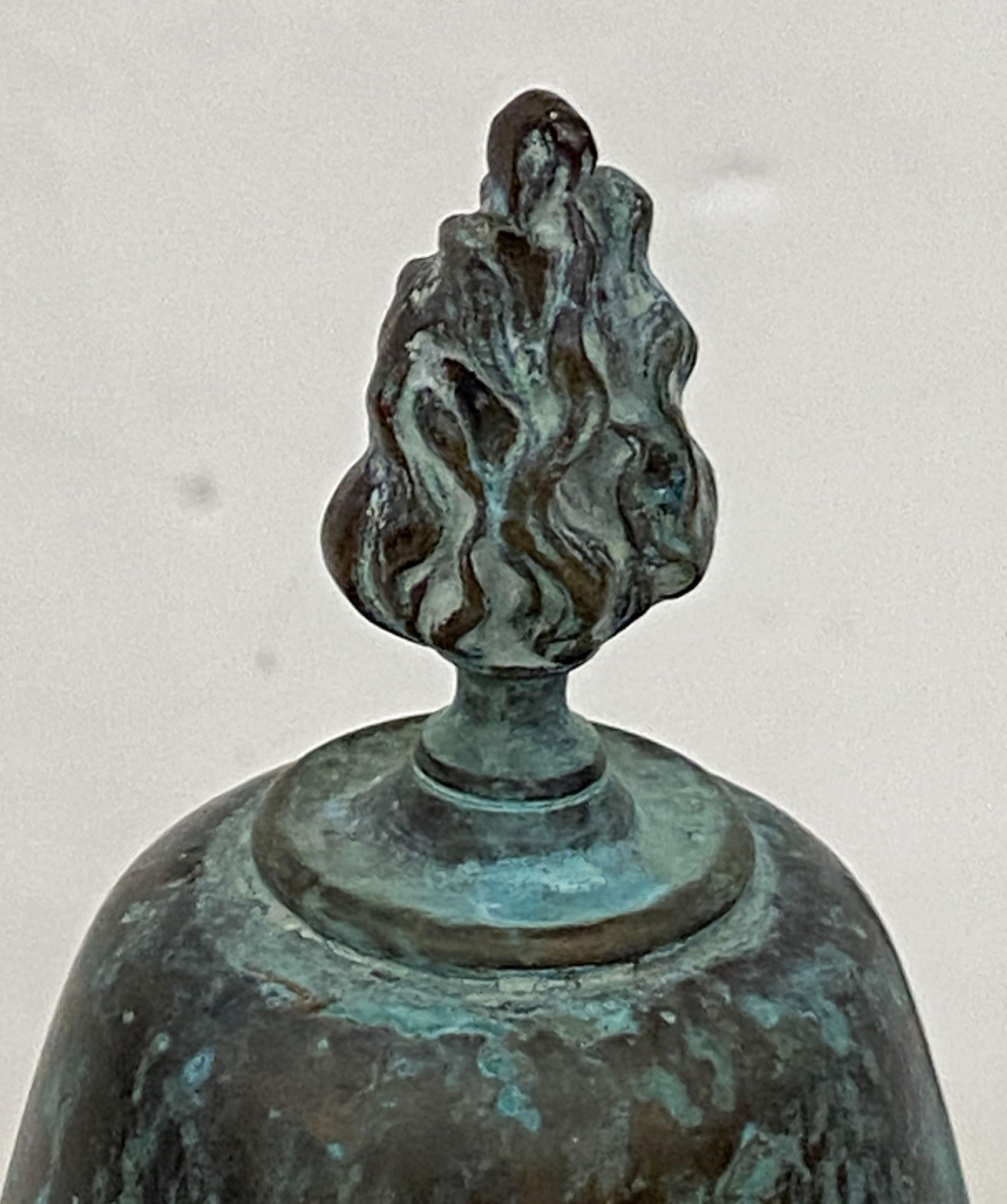 19th Century French Verdigris Copper Urn or Vase with Lid in the Classical Style