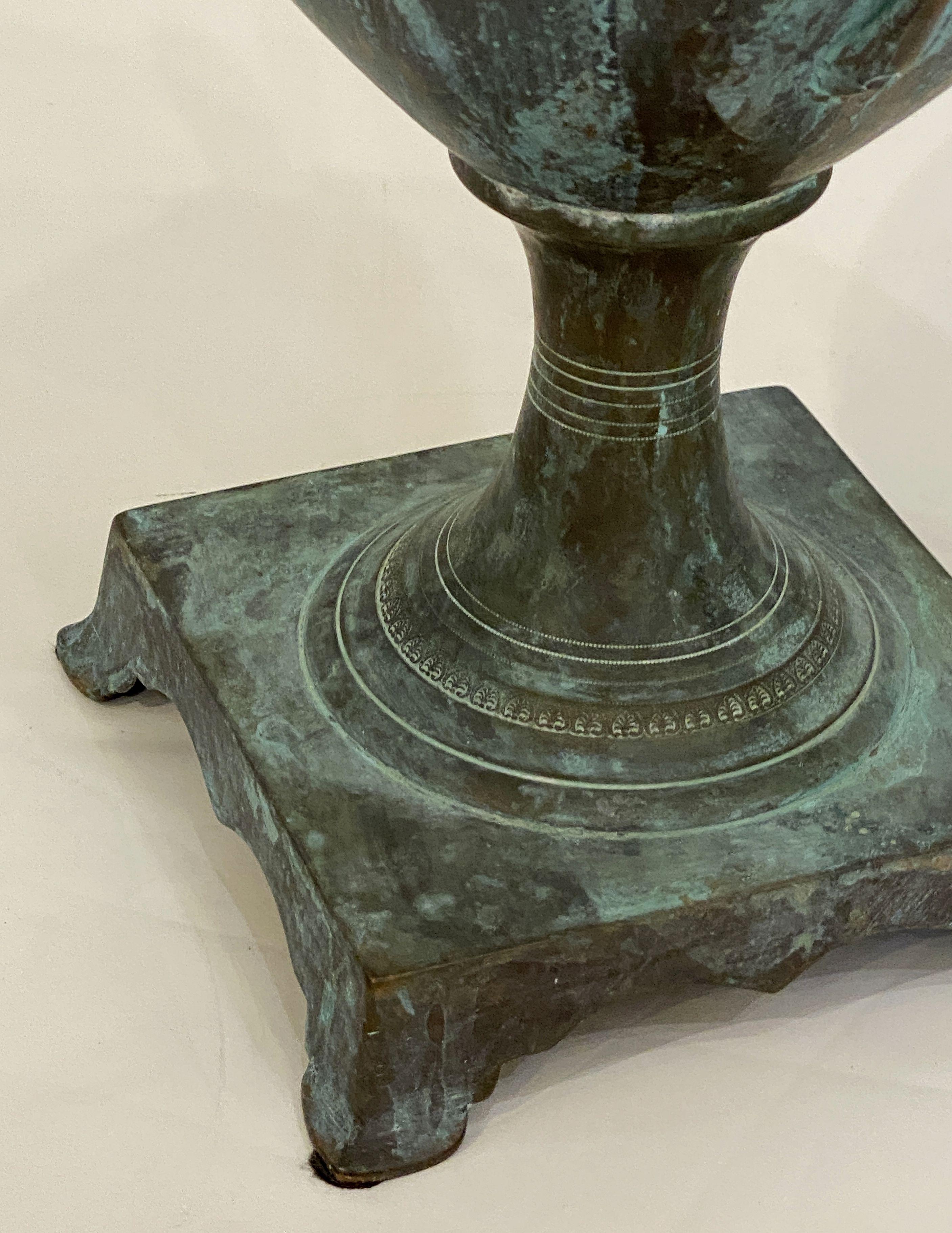 French Verdigris Copper Urn or Vase with Lid in the Classical Style 3