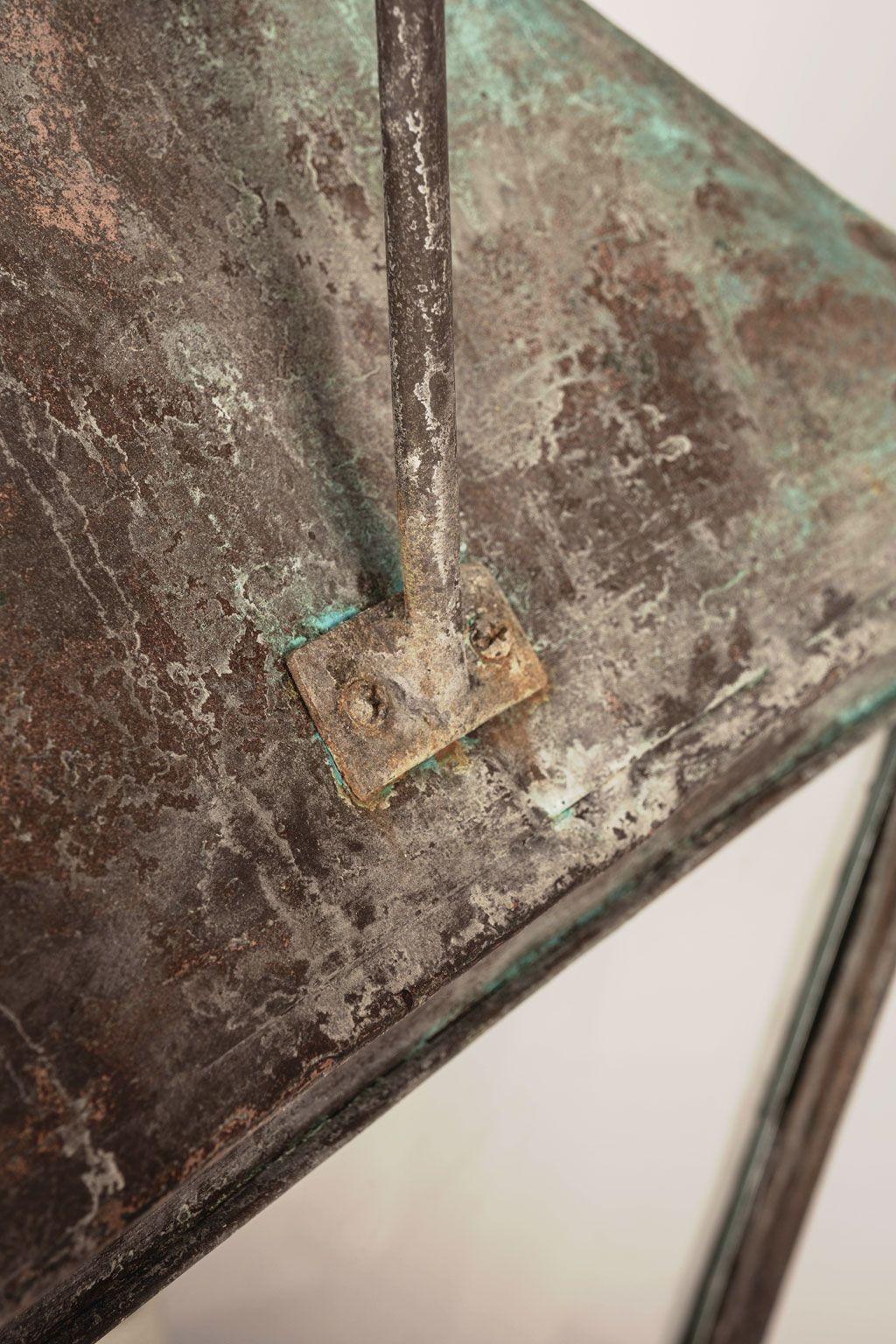 French Verdigris Green Patina Copper and Glass Paneled Lantern 2