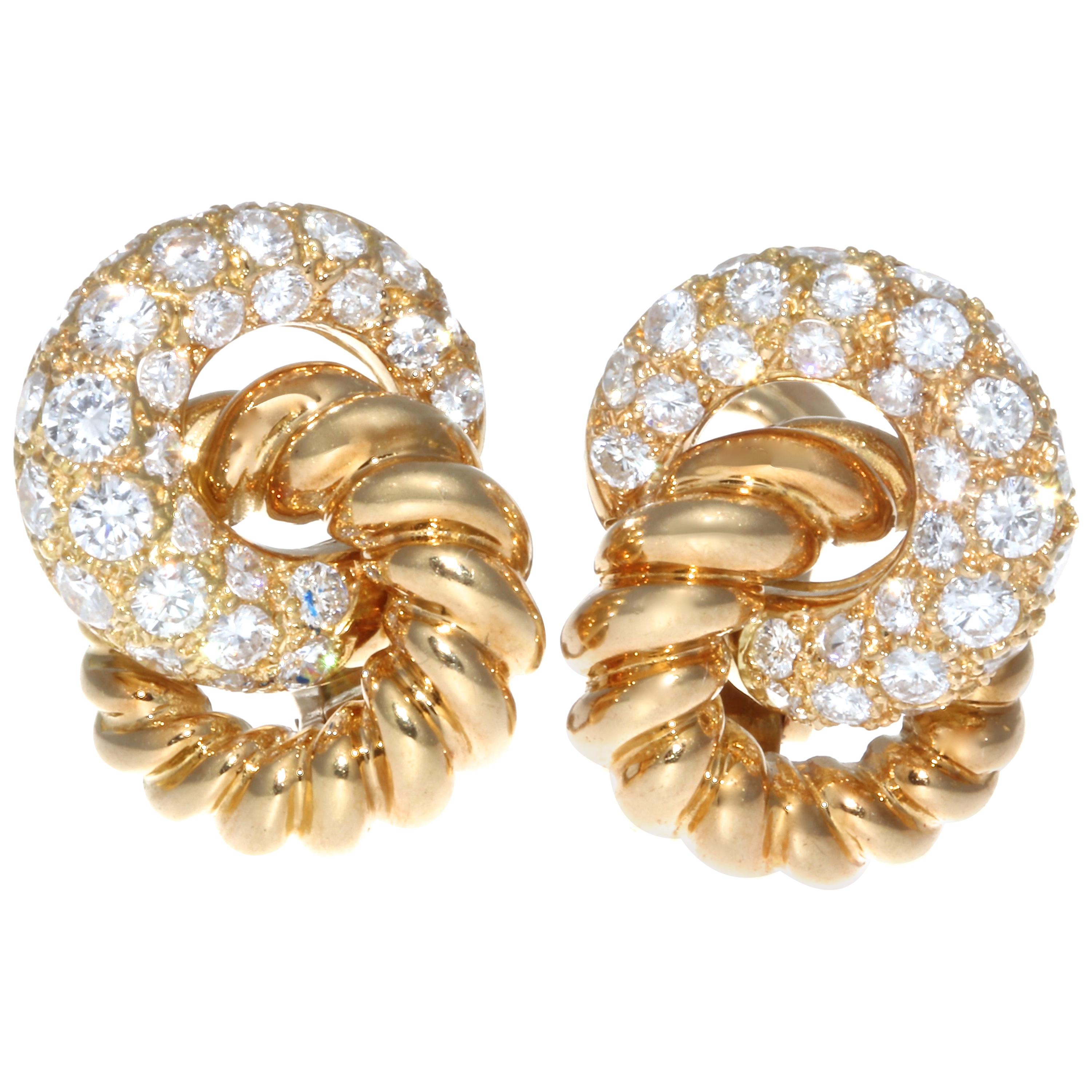 Verdura 18 Karat Diamond Earrings