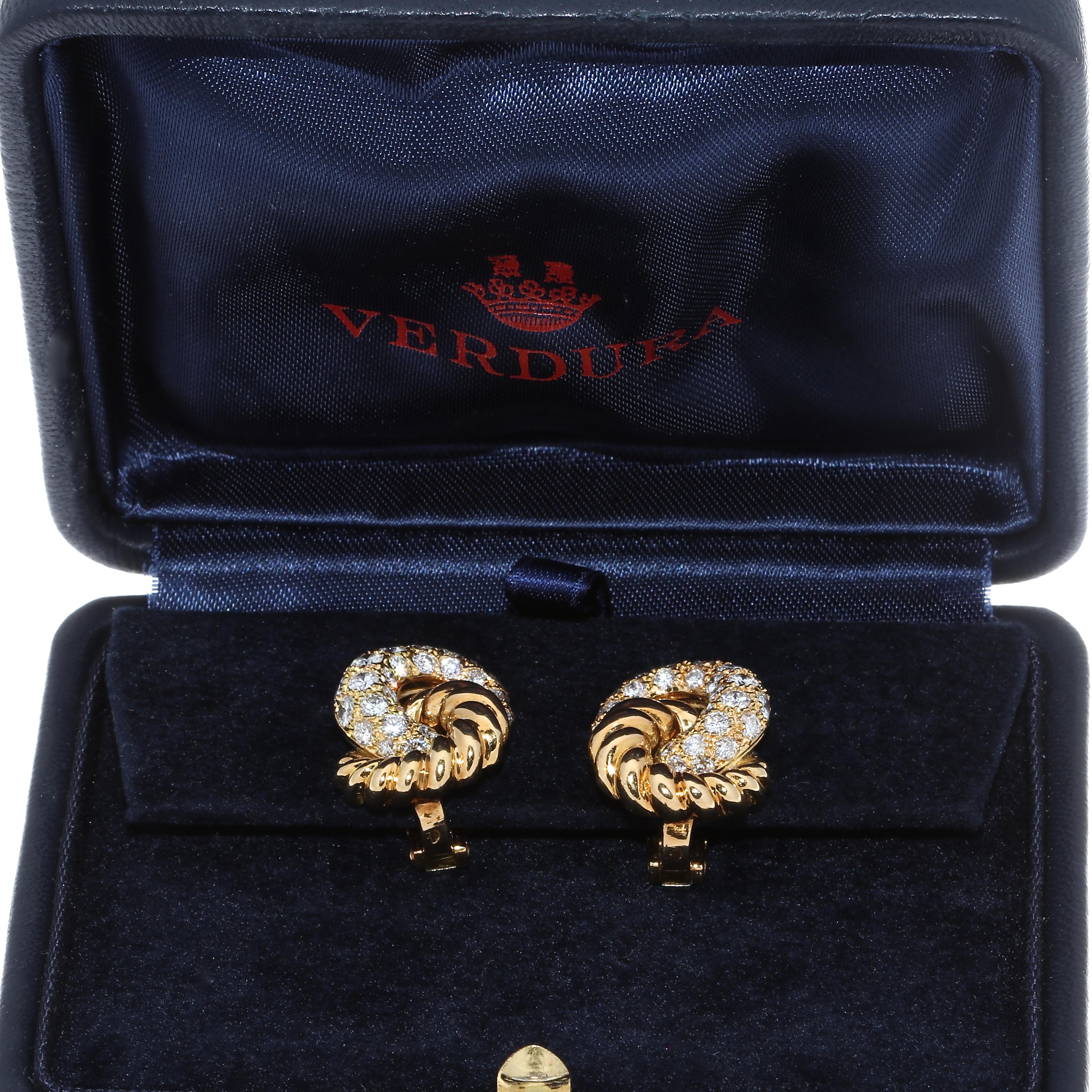 Contemporary Verdura 18 Karat Diamond Earrings