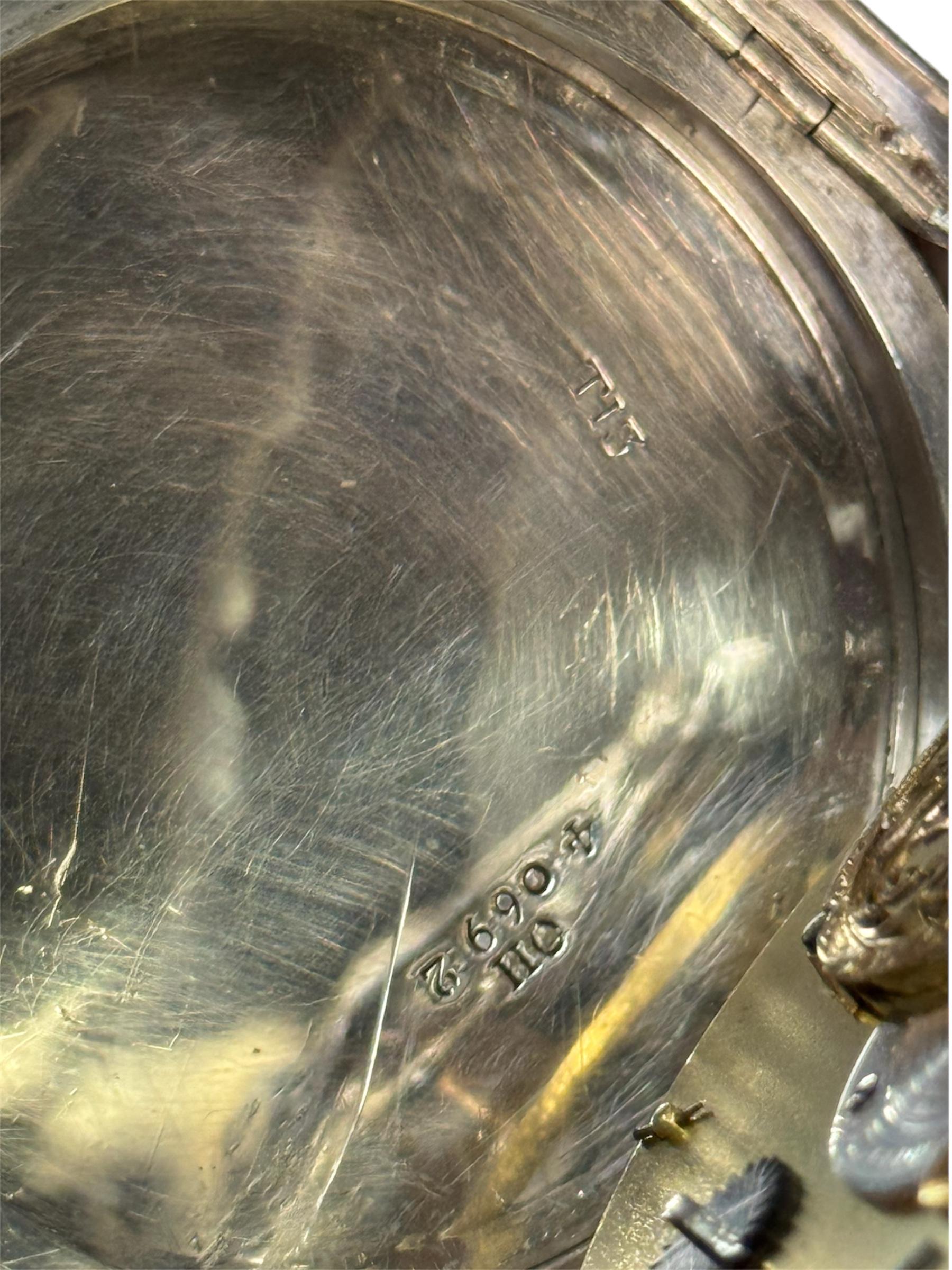 Women's or Men's French Verge Fusee Day Date Centre Seconds, Intricate Enamel  58mm Pocket Watch For Sale