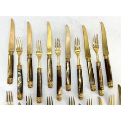 French Vermeil and Mother of Pearl Dessert Set for 12, circa 1900