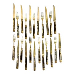 French Vermeil and Mother of Pearl Dessert Set for 12, circa 1900