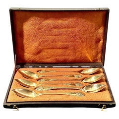 French Vermeil Tea Spoons, Vieillard Hallmark, c. 1819–1838