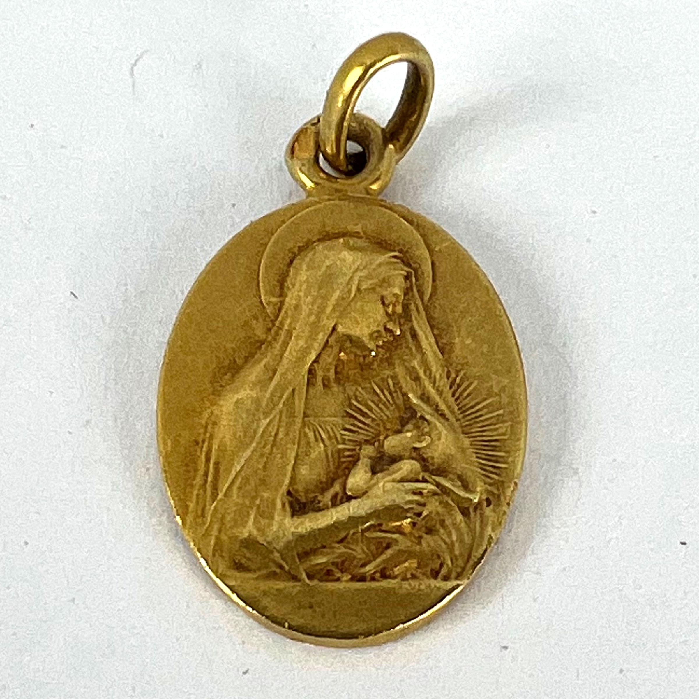 French Vern Madonna and Child 18K Yellow Gold Charm Pendant For Sale 9