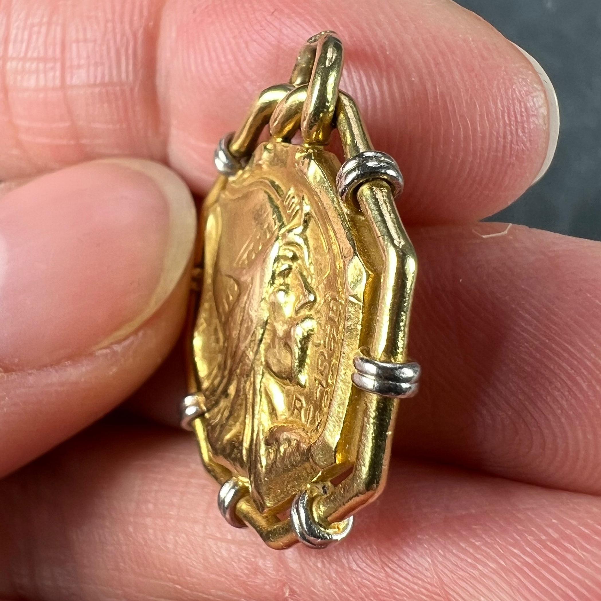 Ciondolo con charme in oro giallo bianco 18 carati con vertigo francese Vercingetorige Gallia in vendita 3
