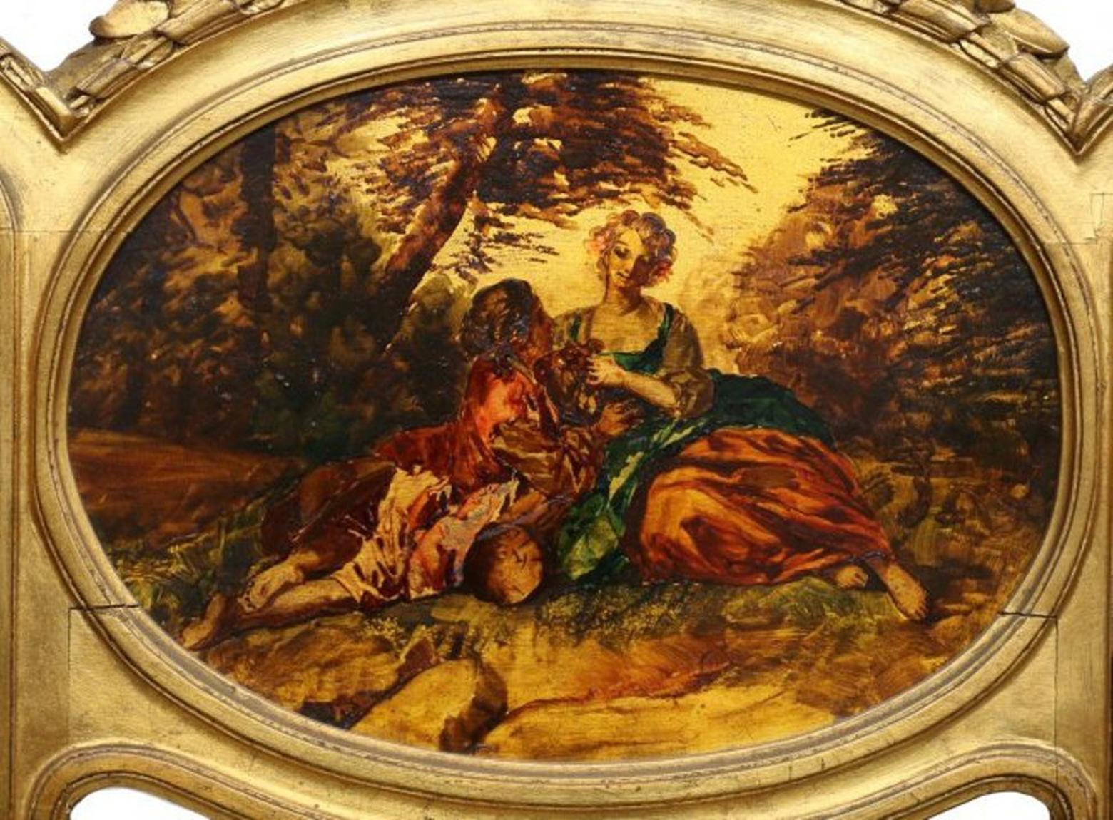 Spiegel und Konsole, französisch, vergoldetes Holz, Vernis-Martin-Stil, 19. Jahrhundert (Louis XVI.) im Angebot
