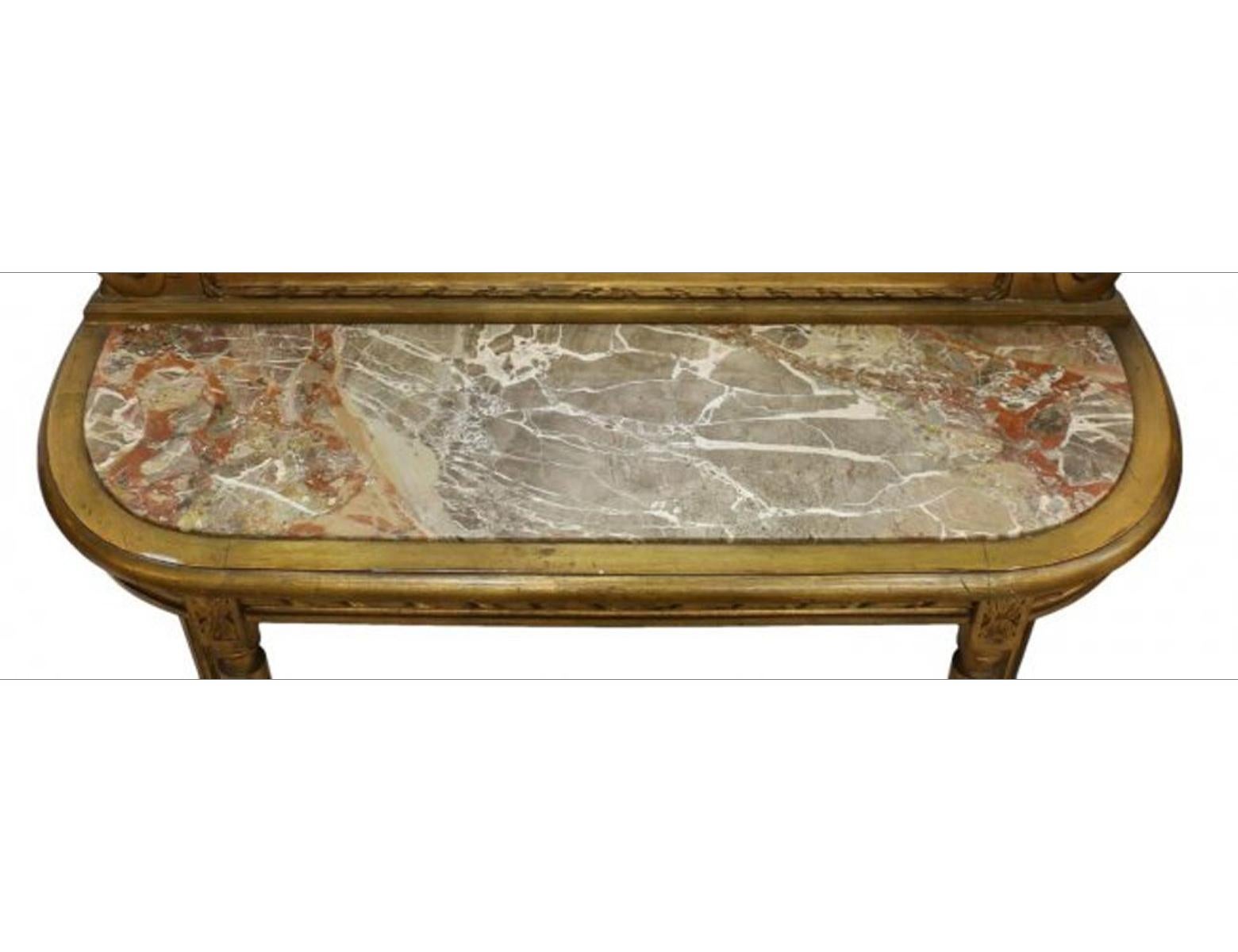 Spiegel und Konsole, französisch, vergoldetes Holz, Vernis-Martin-Stil, 19. Jahrhundert (Französisch) im Angebot