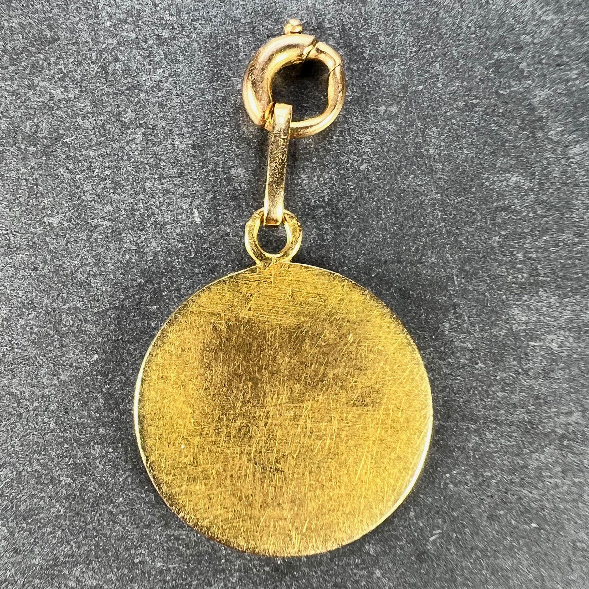 French Vernon 18K Yellow Gold Virgin Mary Virgo Purissima Medal Pendant In Good Condition In London, GB