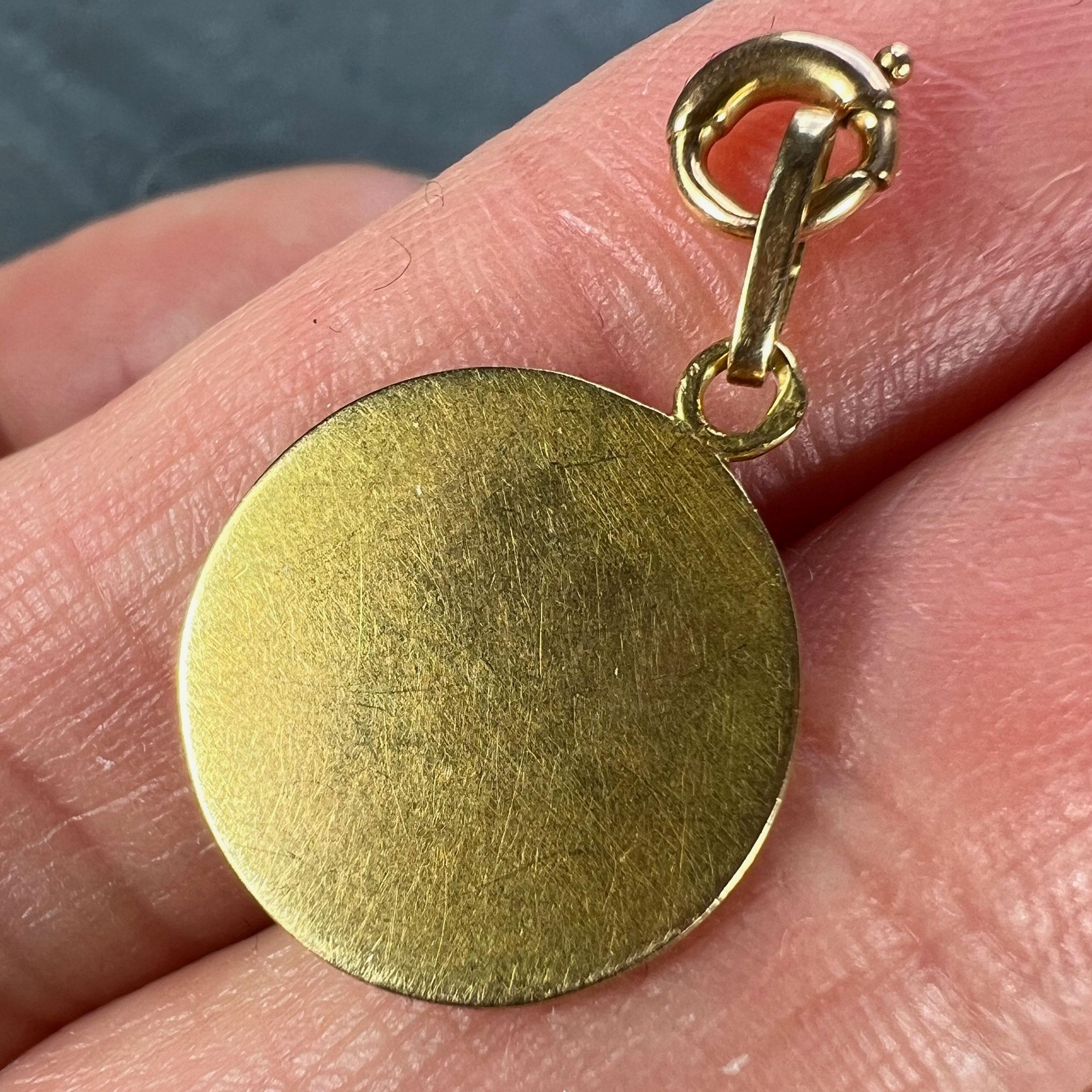 French Vernon 18K Yellow Gold Virgin Mary Virgo Purissima Medal Pendant 4