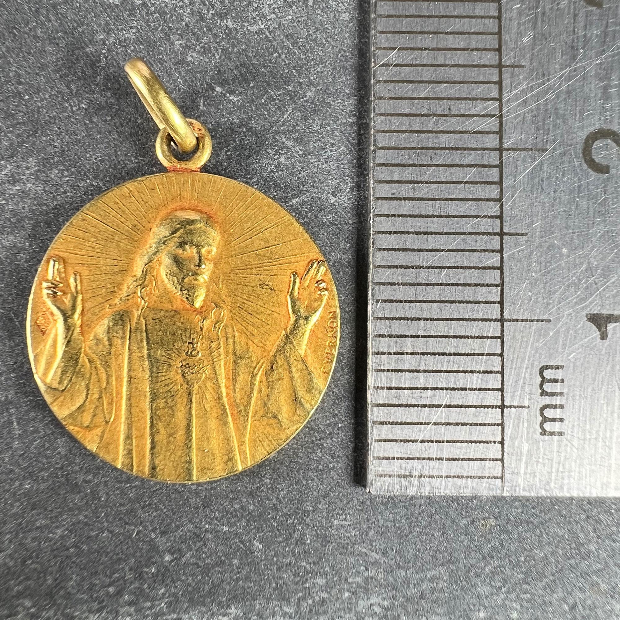 French Vernon Sacred Heart Madonna and Child 18K Yellow Gold Medal Pendant 5