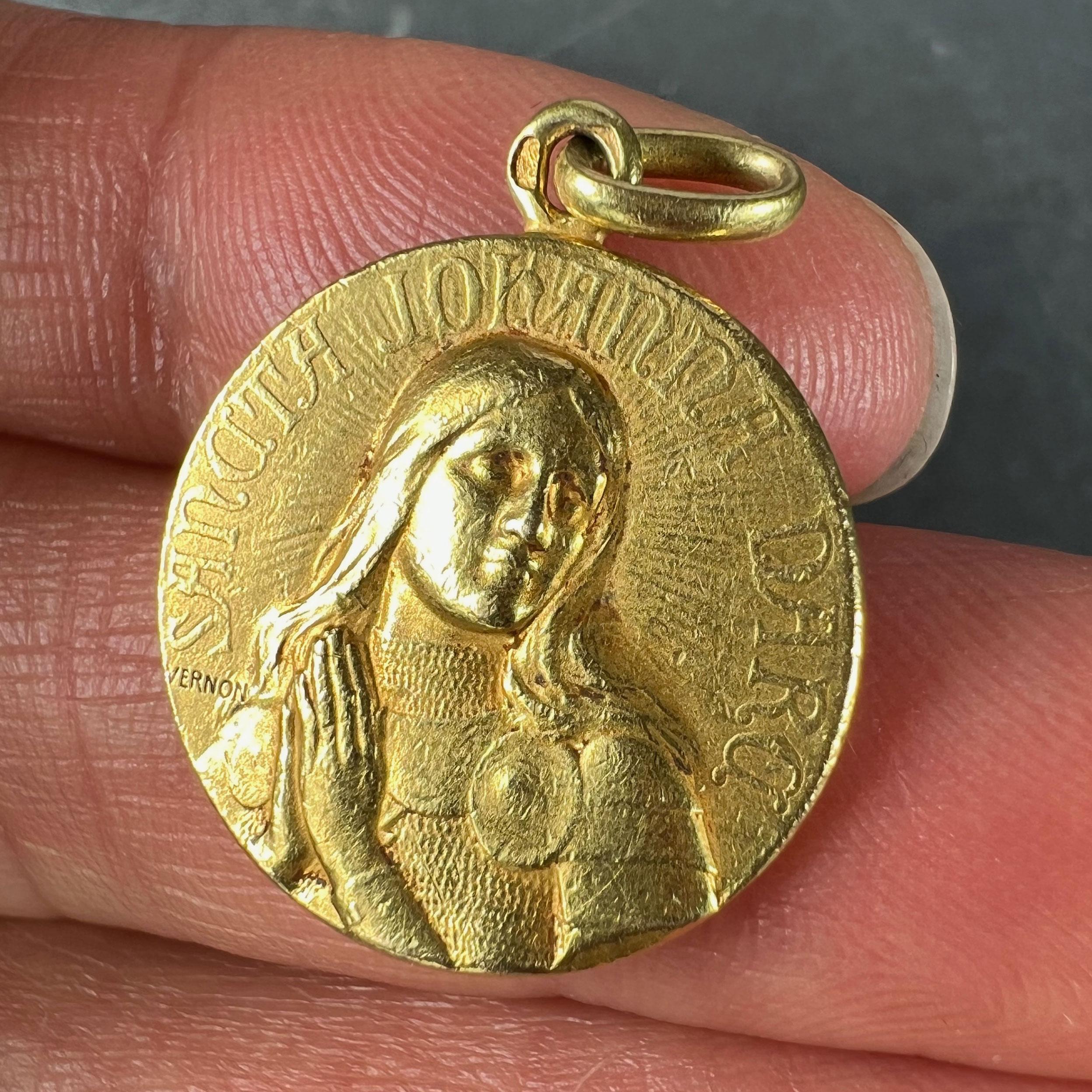 French Vernon Saint Joan of Arc 18K Yellow Gold Medal Pendant 2