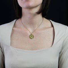 French Vernon Signed 18 Karat Yellow Gold Virgin Medal