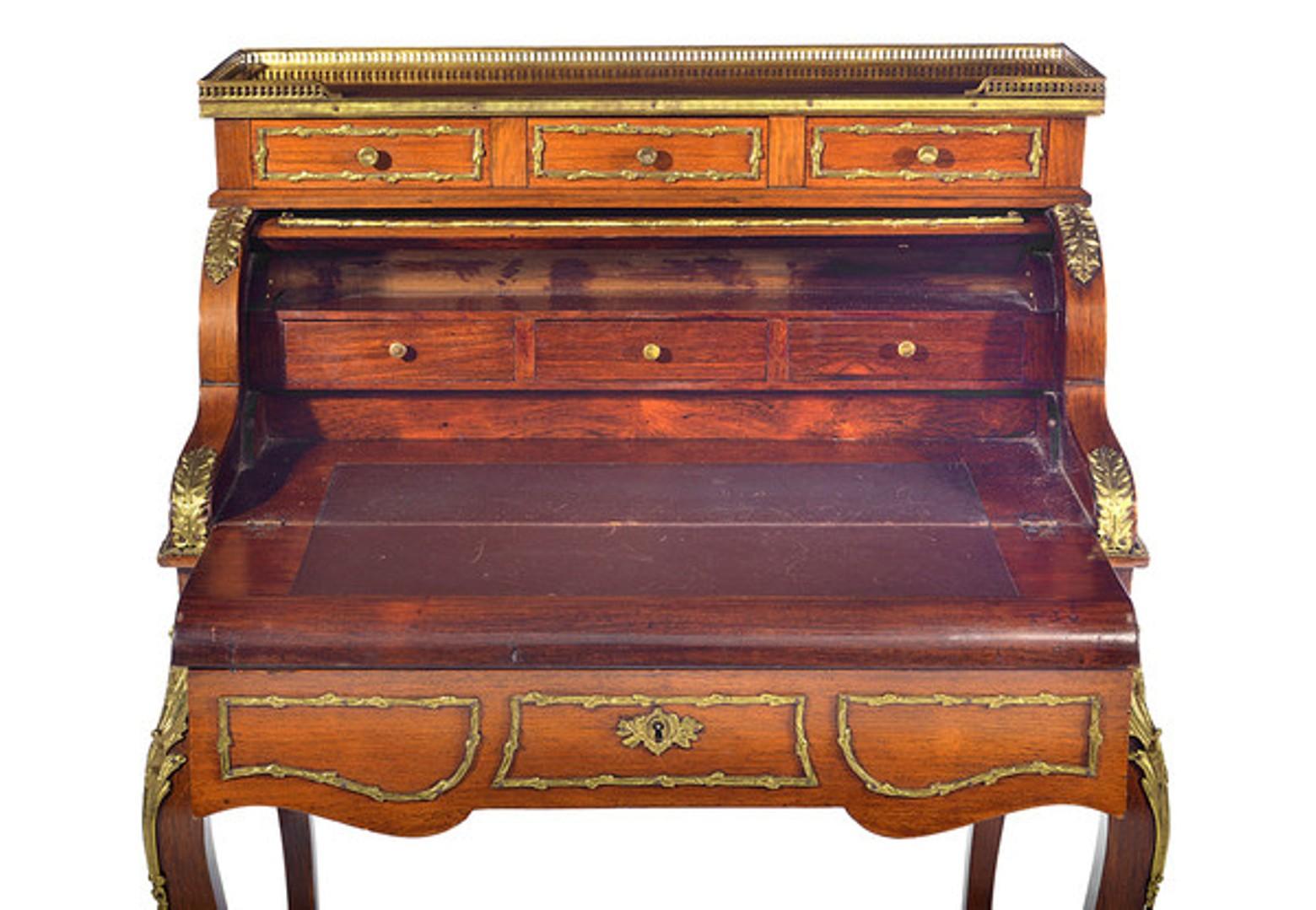 Late 19th Century French Verny Martin Style Mahogany Bureau De Dame, circa 1890 For Sale