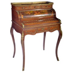 French Verny Martin Style Mahogany Bureau De Dame, circa 1890