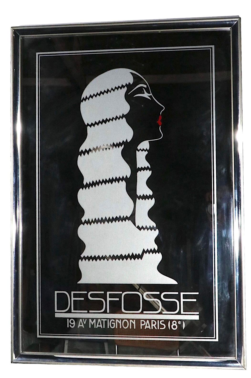 French Verre Eglomise Desfosse Mirror c 1980's For Sale 3