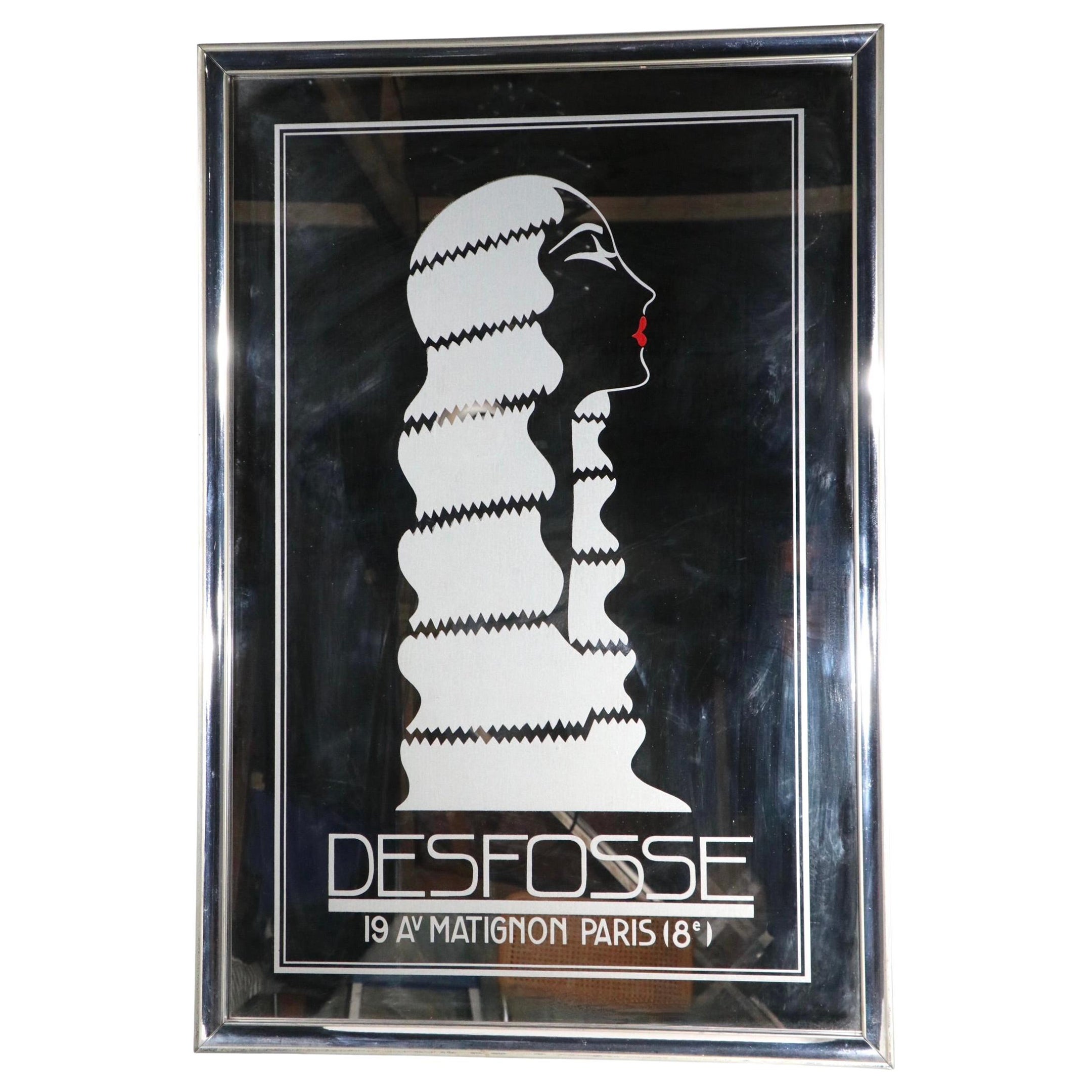 French Verre Eglomise Desfosse Mirror c 1980
s