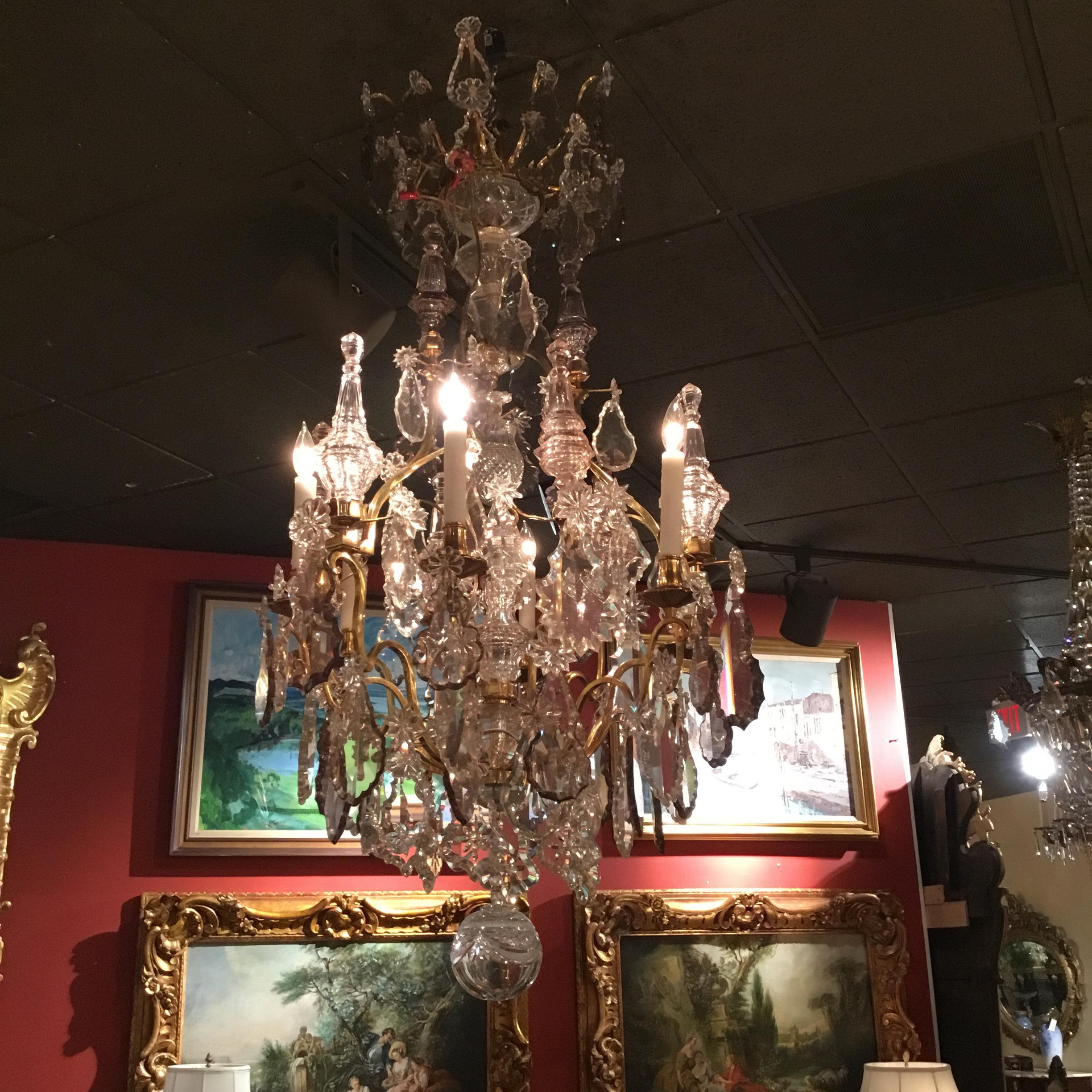French Versailles Style Chandelier in Crystal and Bronze Doré with Six Lights 2