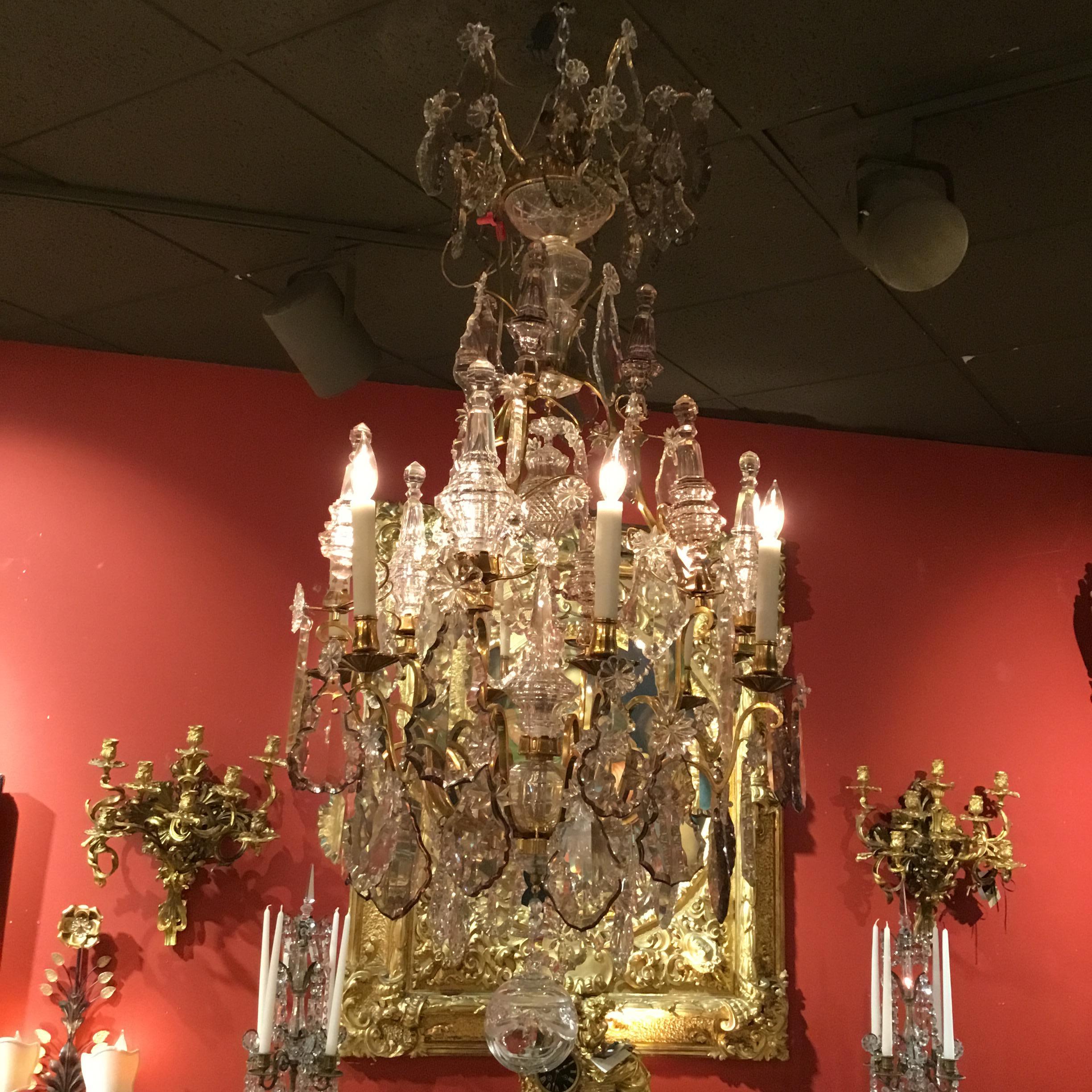 French Versailles Style Chandelier in Crystal and Bronze Doré with Six Lights 4