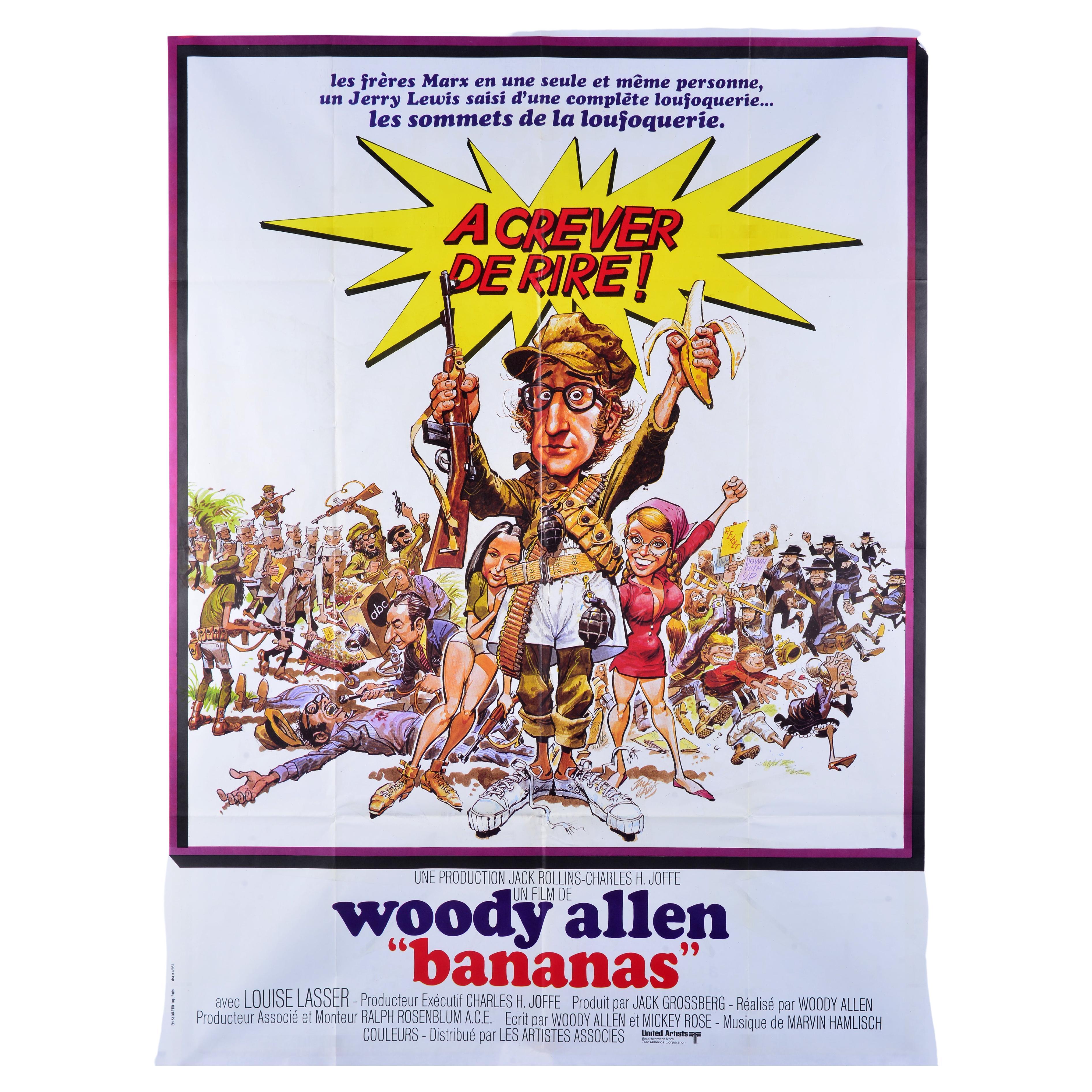 French version of the poster for Woody Allen's 1971 film "Bananas". For Sale