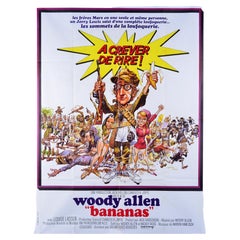 Retro French version of the poster for Woody Allen's 1971 film "Bananas".
