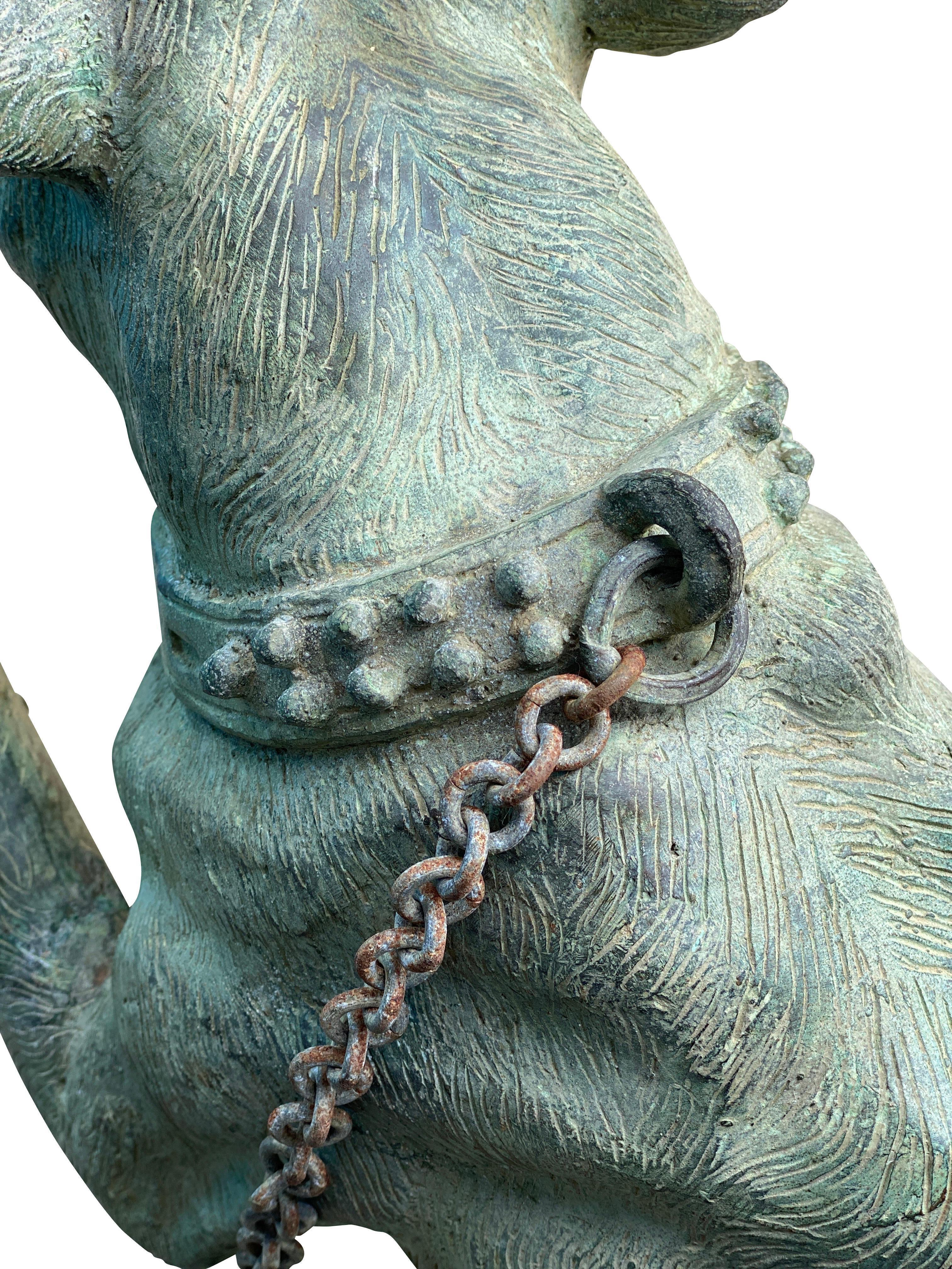 French Vertigris Bronze Garden Sculpture of a Mastiff For Sale 1
