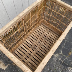 French Very Large Boulangerie or Bakery Industrial Woven Cart Basket on Wheels