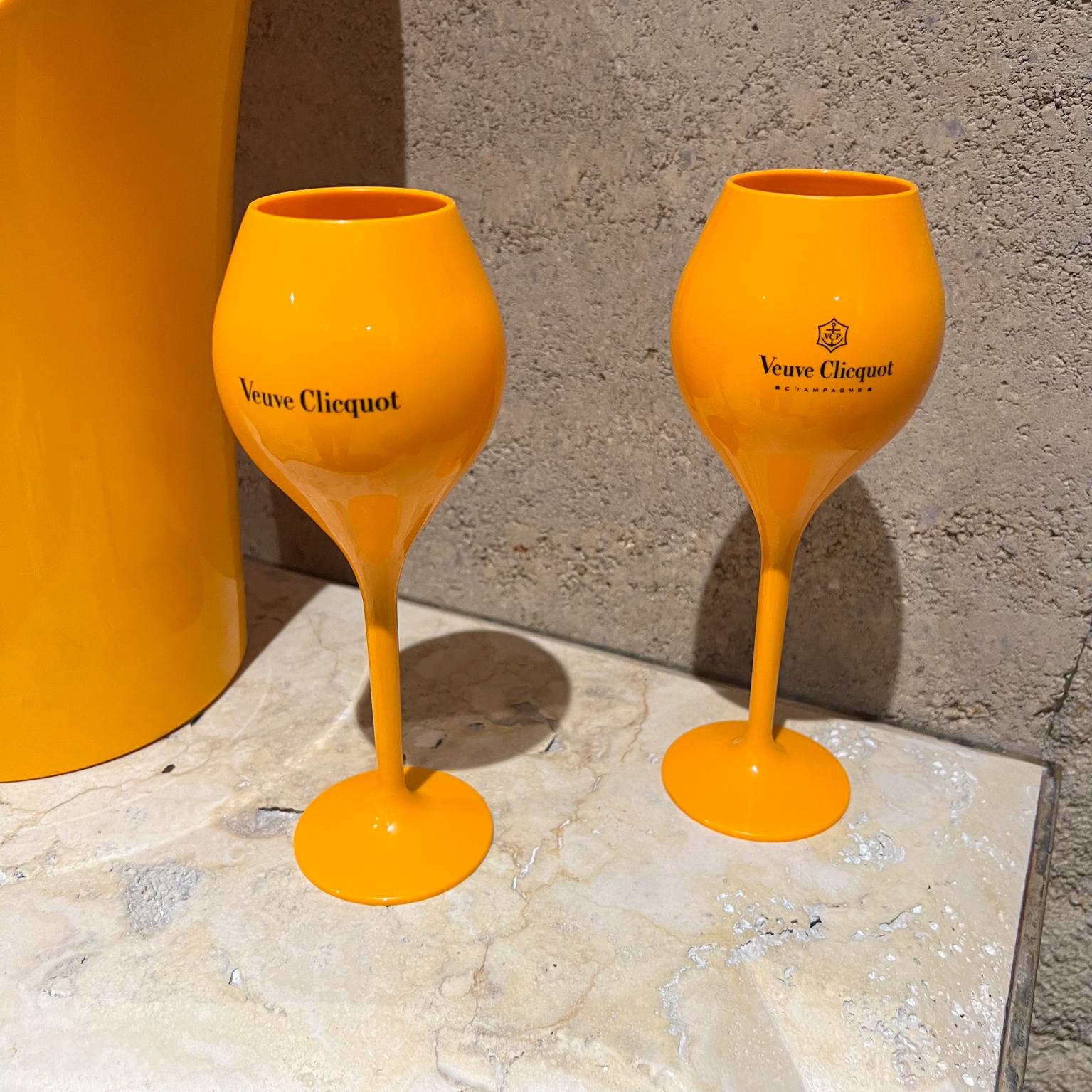 Französisches Veuve Clicquot Orange Champagner-Eiskübel-Set aus vier Glas im Angebot 4