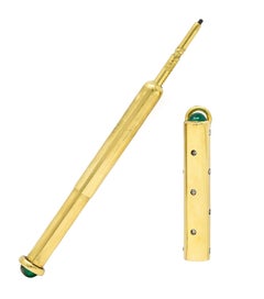 French Victorian 1.15 Carats Emerald Diamond 18 Karat Yellow Mechanical Pencil