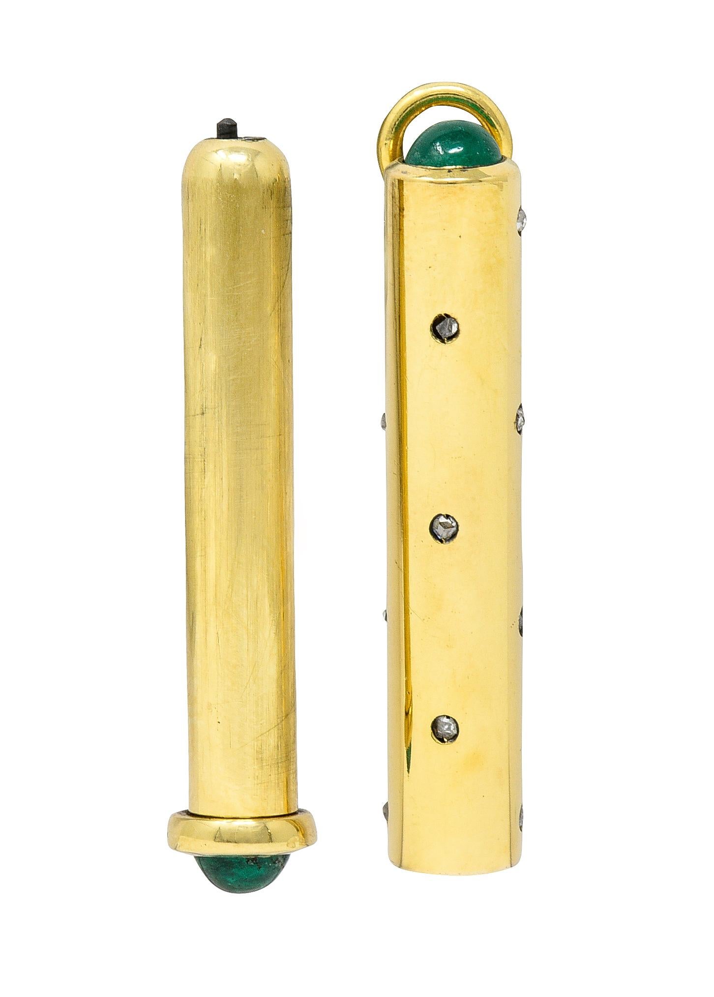 French Victorian 1.15 Carats Emerald Diamond 18 Karat Yellow Mechanical Pencil 1