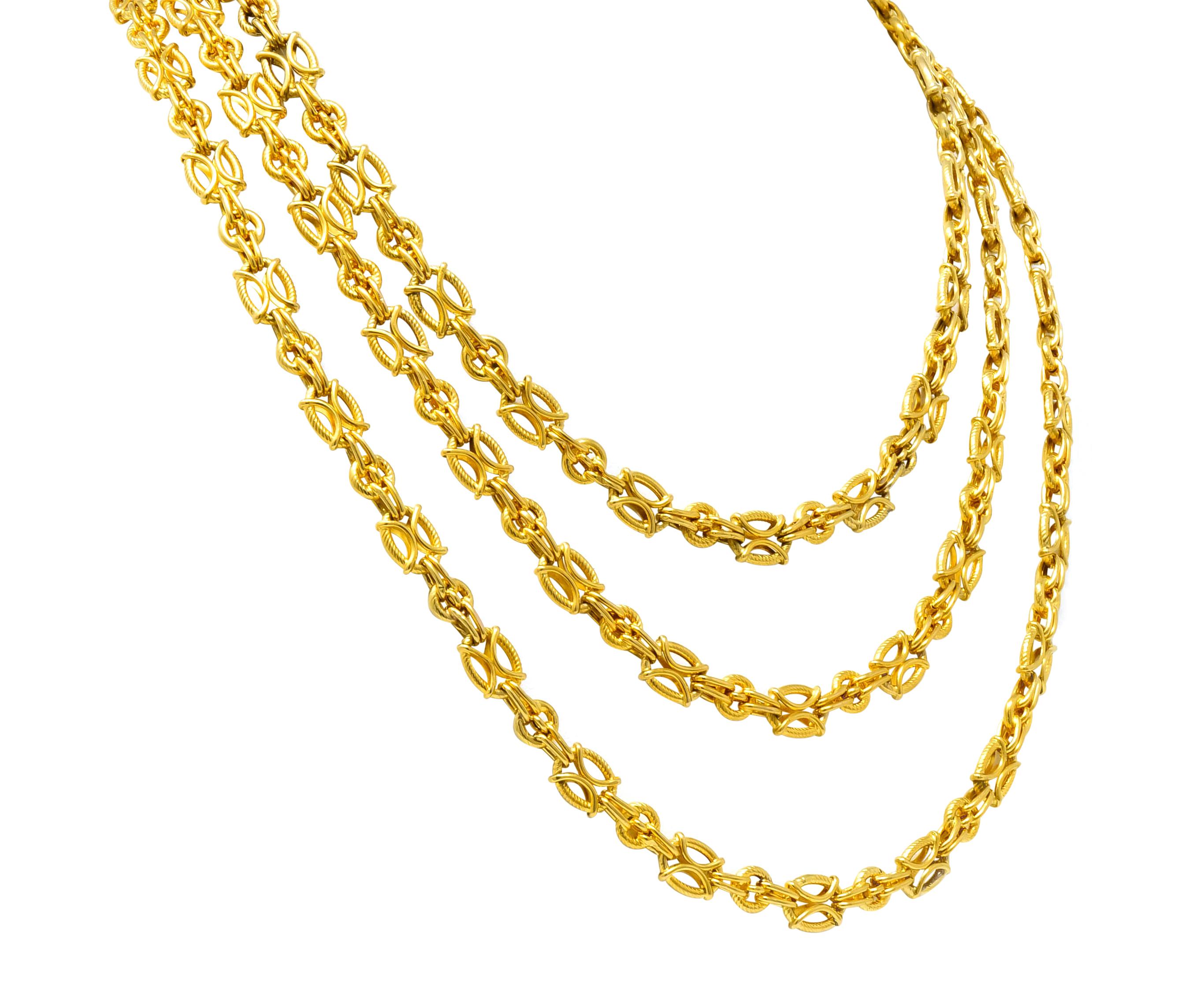 French Victorian 18 Karat Gold Long Chain Necklace In Excellent Condition In Philadelphia, PA