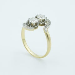 Victorian Toi Et Moi French Bypass Diamond Ring in 18 Karat Gold