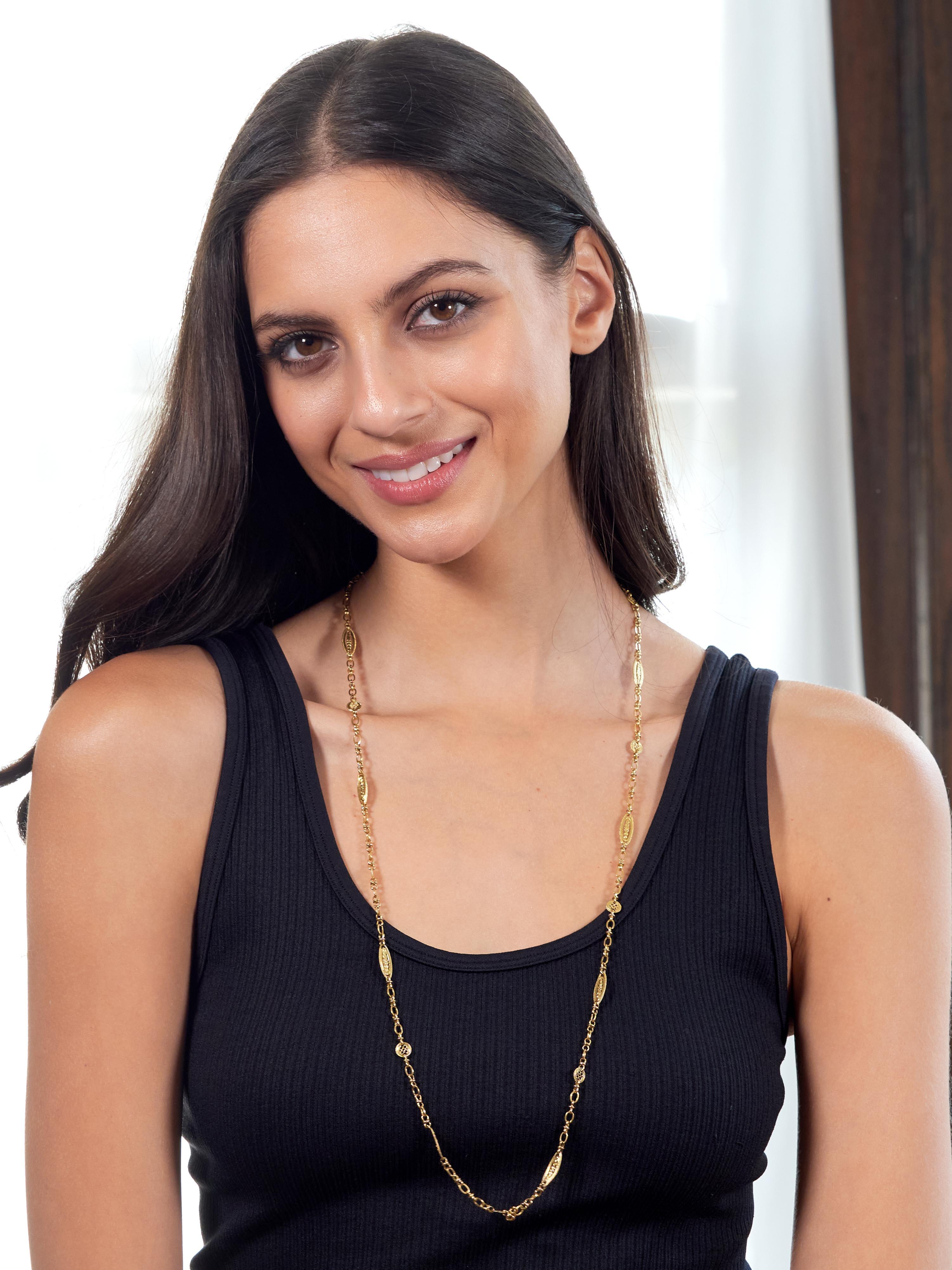 French Victorian 18 Karat Yellow Gold Antique Orange Blossom Link Chain Necklace For Sale 6