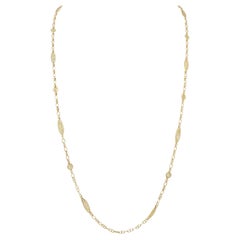 French Victorian 18 Karat Yellow Gold Antique Orange Blossom Link Chain Necklace