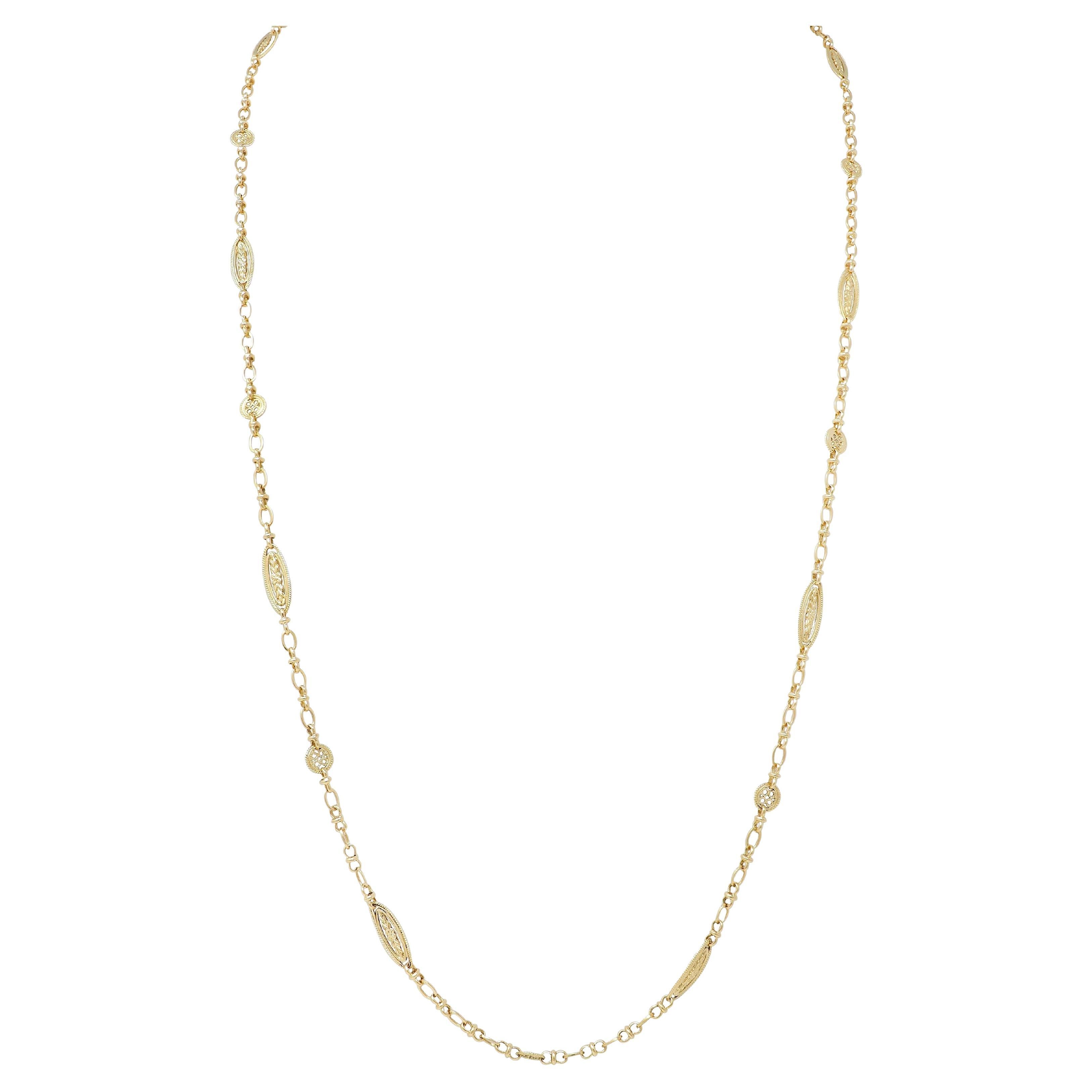 Collana vittoriana francese in oro giallo 18 carati con catena a Orange Blossom in vendita