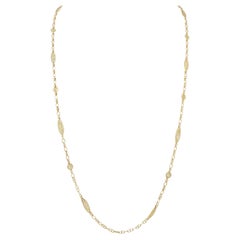 French Victorian 18 Karat Yellow Gold Antique Orange Blossom Link Chain Necklace