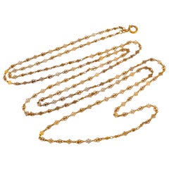 Antique French Victorian 18 Karat Yellow Gold Long Gold Chain