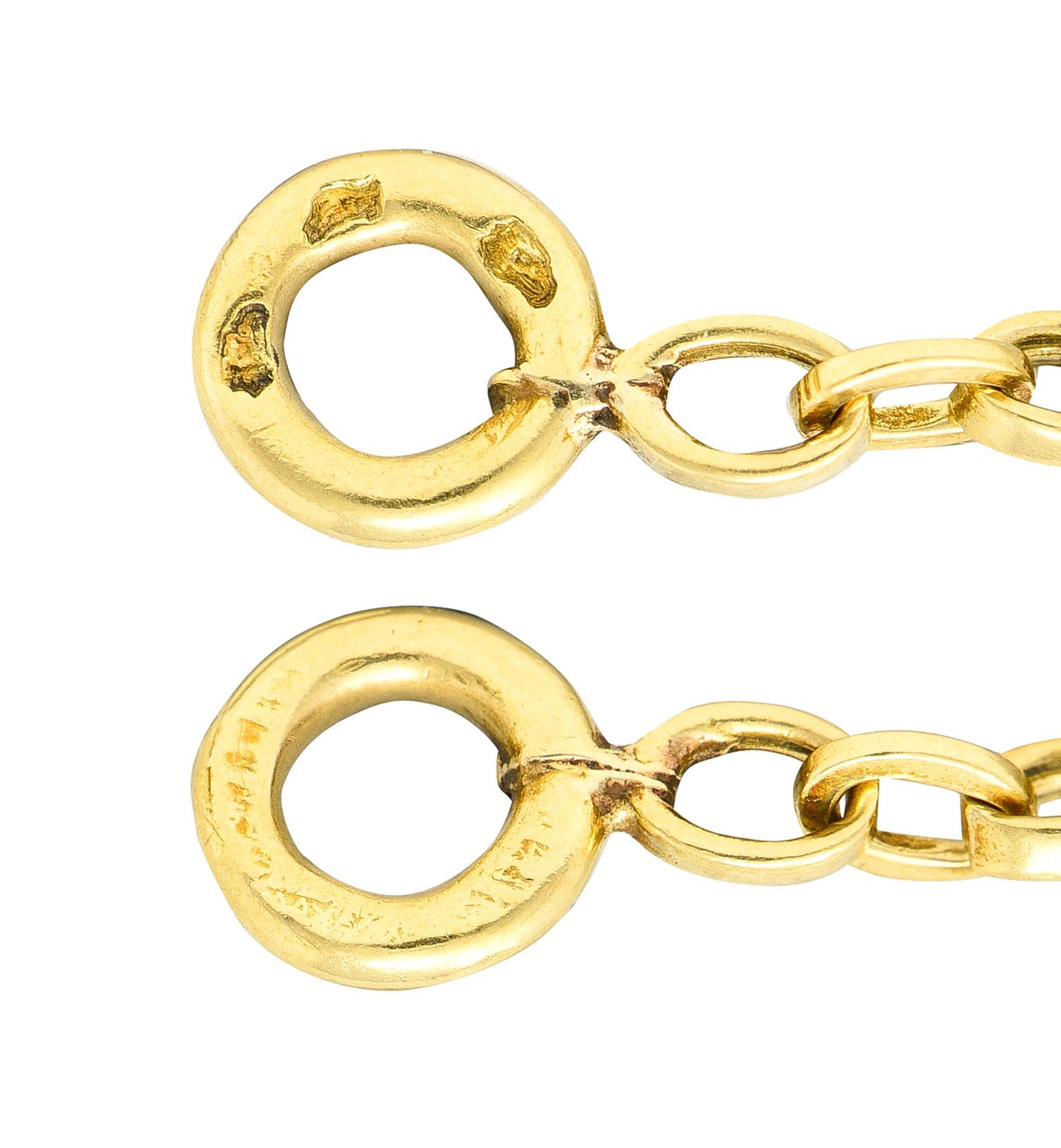 Collar Victoriano Francés de Oro Amarillo de 18 Kilates con Cadena Antigua de Eslabones Ovalados Largos en venta 6