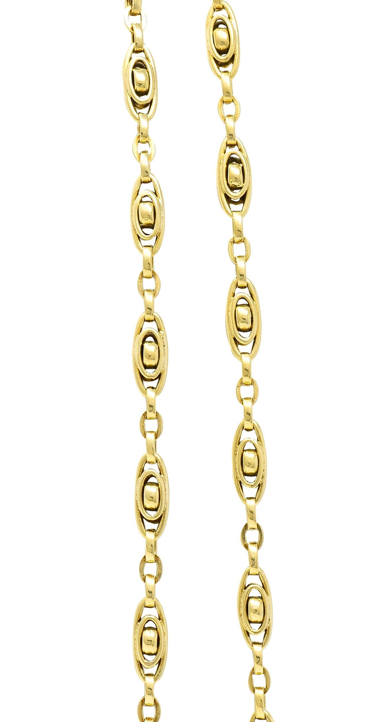 Collar Victoriano Francés de Oro Amarillo de 18 Kilates con Cadena Antigua de Eslabones Ovalados Largos en venta 2