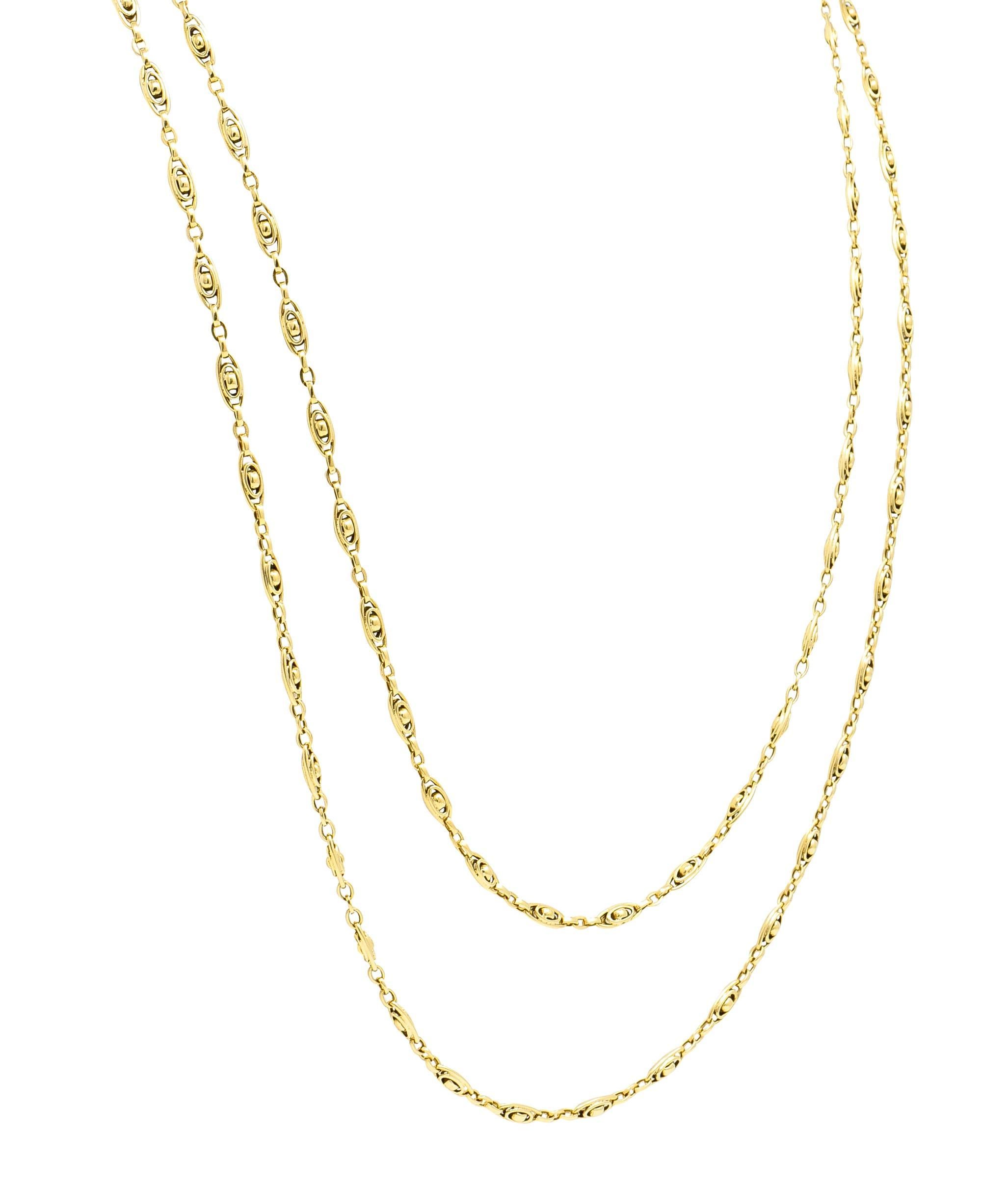 Collar Victoriano Francés de Oro Amarillo de 18 Kilates con Cadena Antigua de Eslabones Ovalados Largos en venta 3
