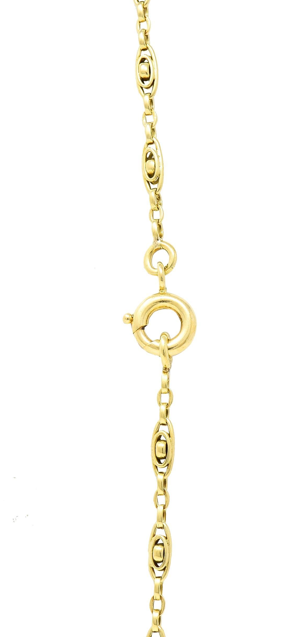 Collar Victoriano Francés de Oro Amarillo de 18 Kilates con Cadena Antigua de Eslabones Ovalados Largos en venta 5