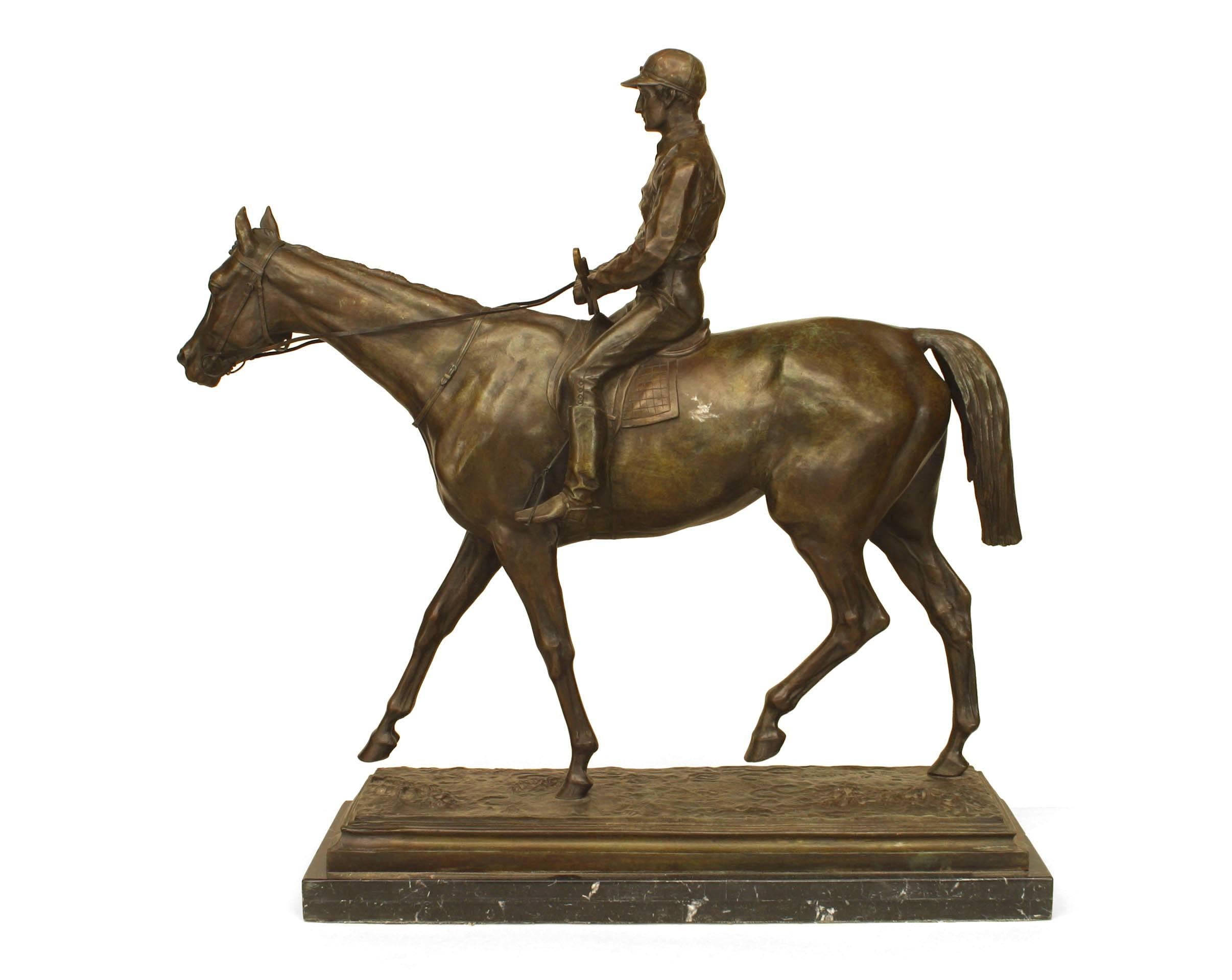 French Victorian '19th Century' Large Bronze Figure of a Jockey Stride In Good Condition In New York, NY