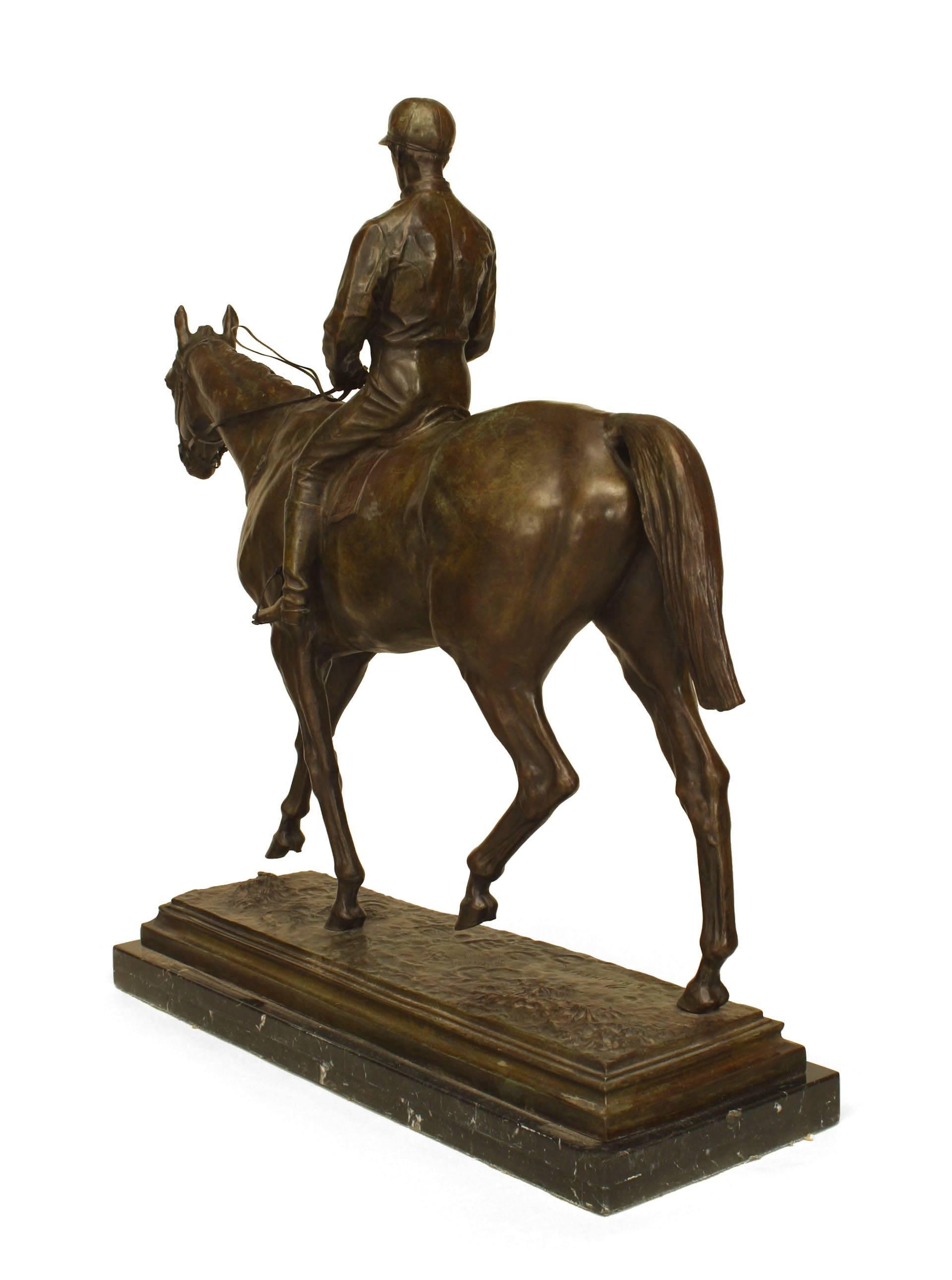 French Victorian '19th Century' Large Bronze Figure of a Jockey Stride 2