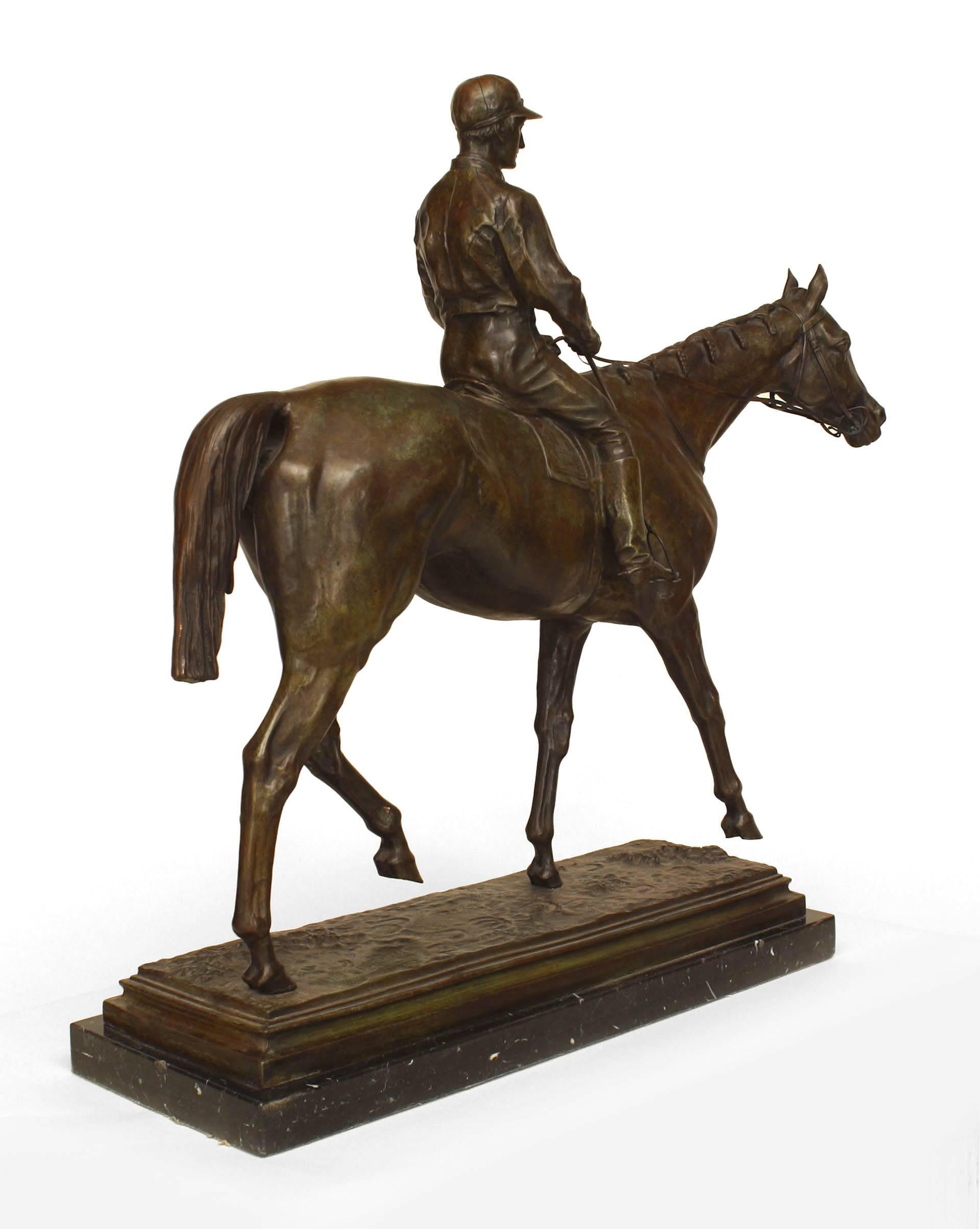 French Victorian '19th Century' Large Bronze Figure of a Jockey Stride 3