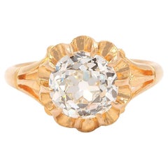 Anello di fidanzamento vittoriano francese con diamante vecchio taglio europeo GIA da 2,43 carati